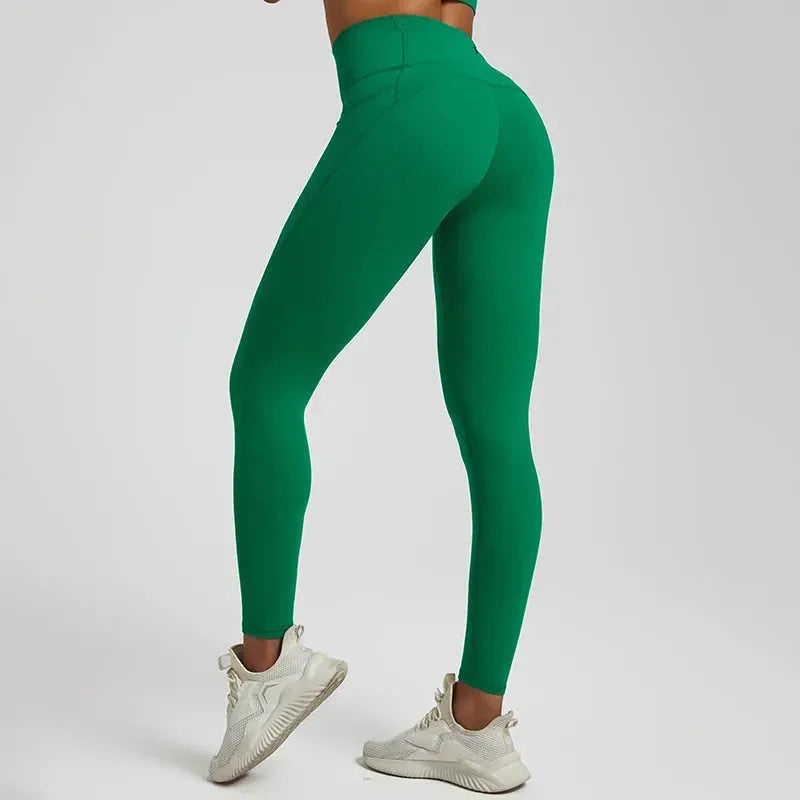 Seamless Nude Yoga Pants for Women - 3 Pocket High Waisted Gym Leggings with Push Up Effect | Perfect for Workouts, Running & Lounge Wear