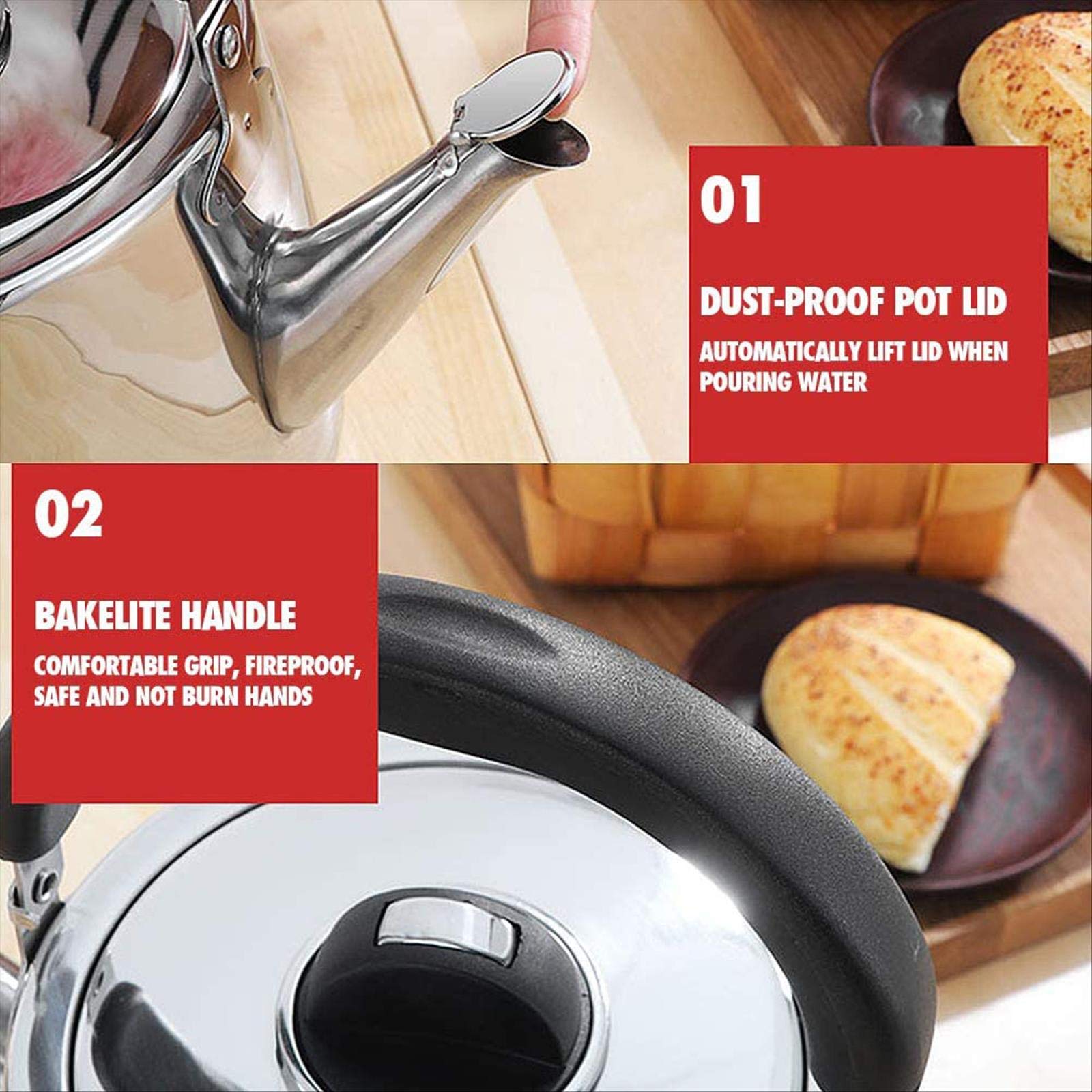Stainless Steel Portable Induction Kettle for Tea, Coffee & Juice - Works on Induction Cooktops, Gas Stoves & Camping - Perfect for Home, Office & Outdoor Adventures