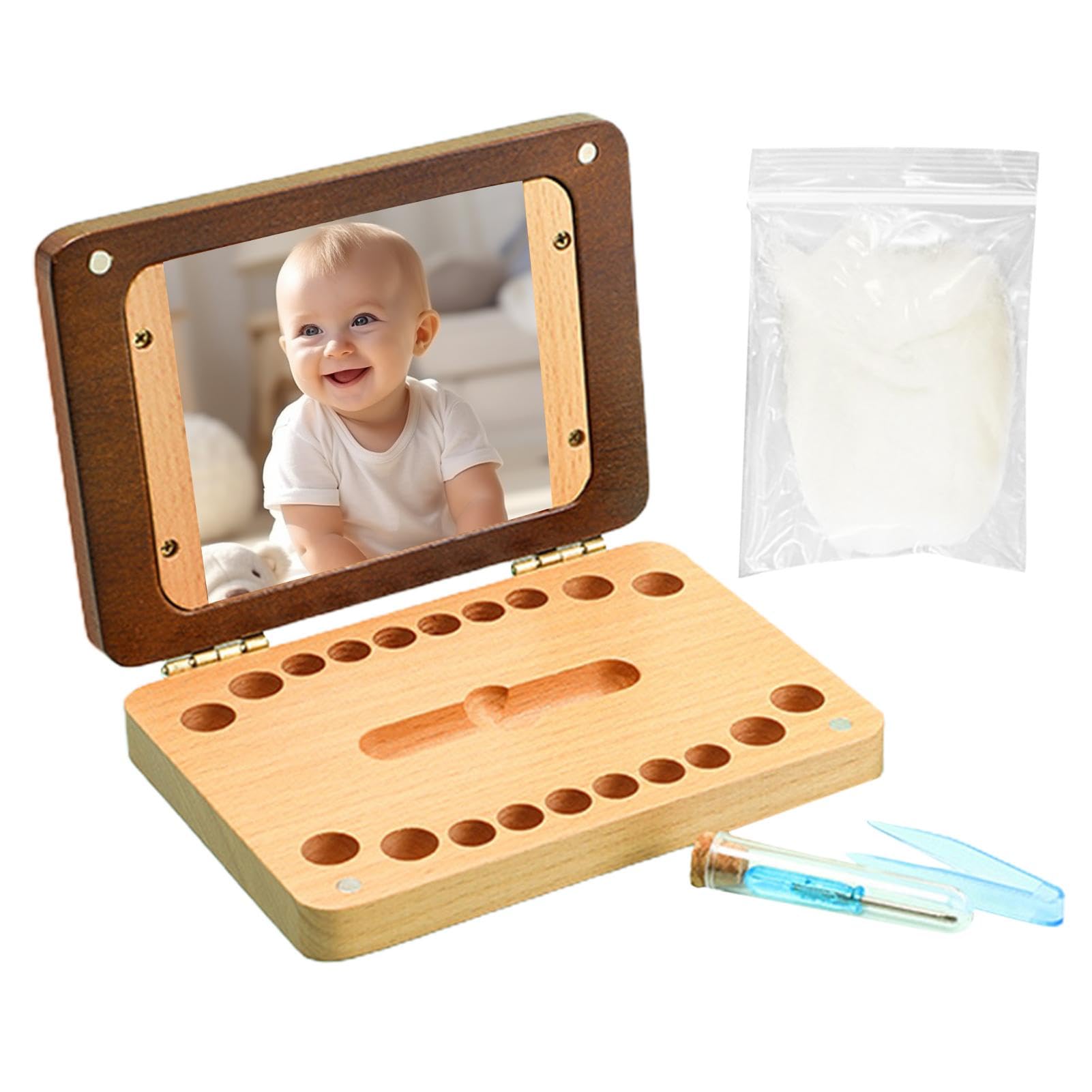 Fovolat Wooden Tooth Keepsake Box for Kids - First Tooth Organizer Container for Boys & Girls - Tooth Fairy Gift Box for Study Room & Living Room - Perfect for Baby Teeth Storage & Nursery Decor
