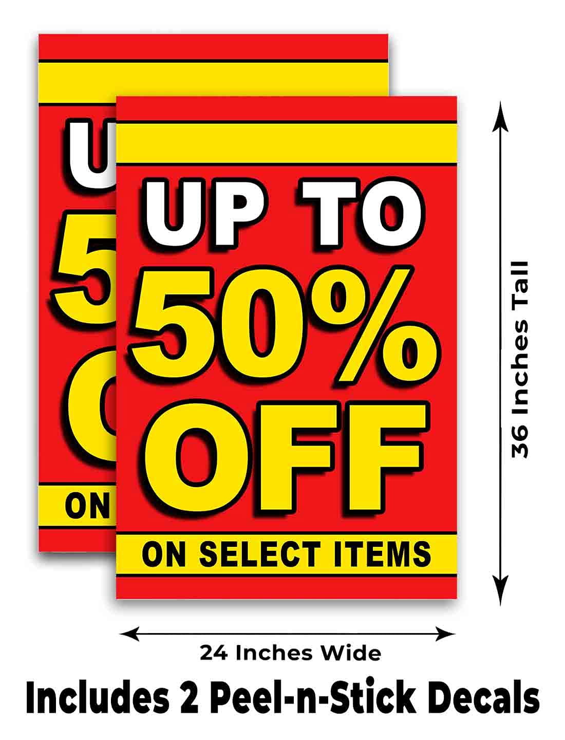 50% Off - 24x36 Inch Vinyl Decal Stickers (Pack of 2) - Waterproof Wall Art, Car Decals & Window Signs - Perfect for Home Decor, Office, and Retail Displays