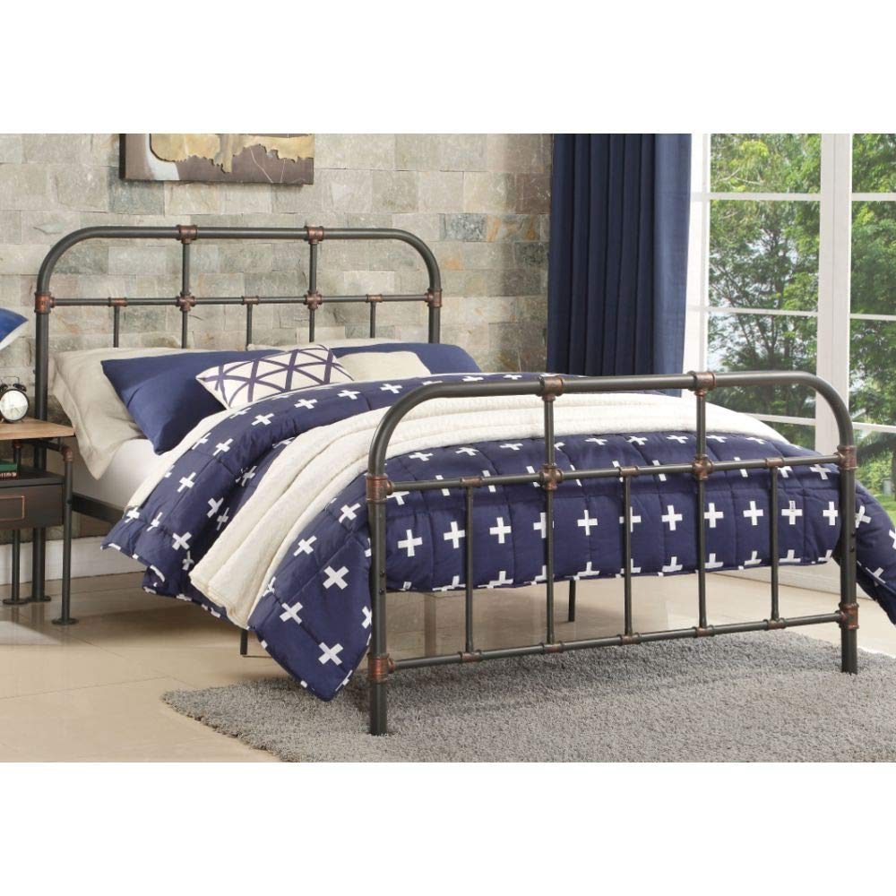 Industrial Style Nicipolis Metal Bed Frame - Vintage Design, Durable & Sturdy Construction - Twin Size, Sandy Gray - Perfect for Master Bedroom, Guest Room & Modern Farmhouse Decor