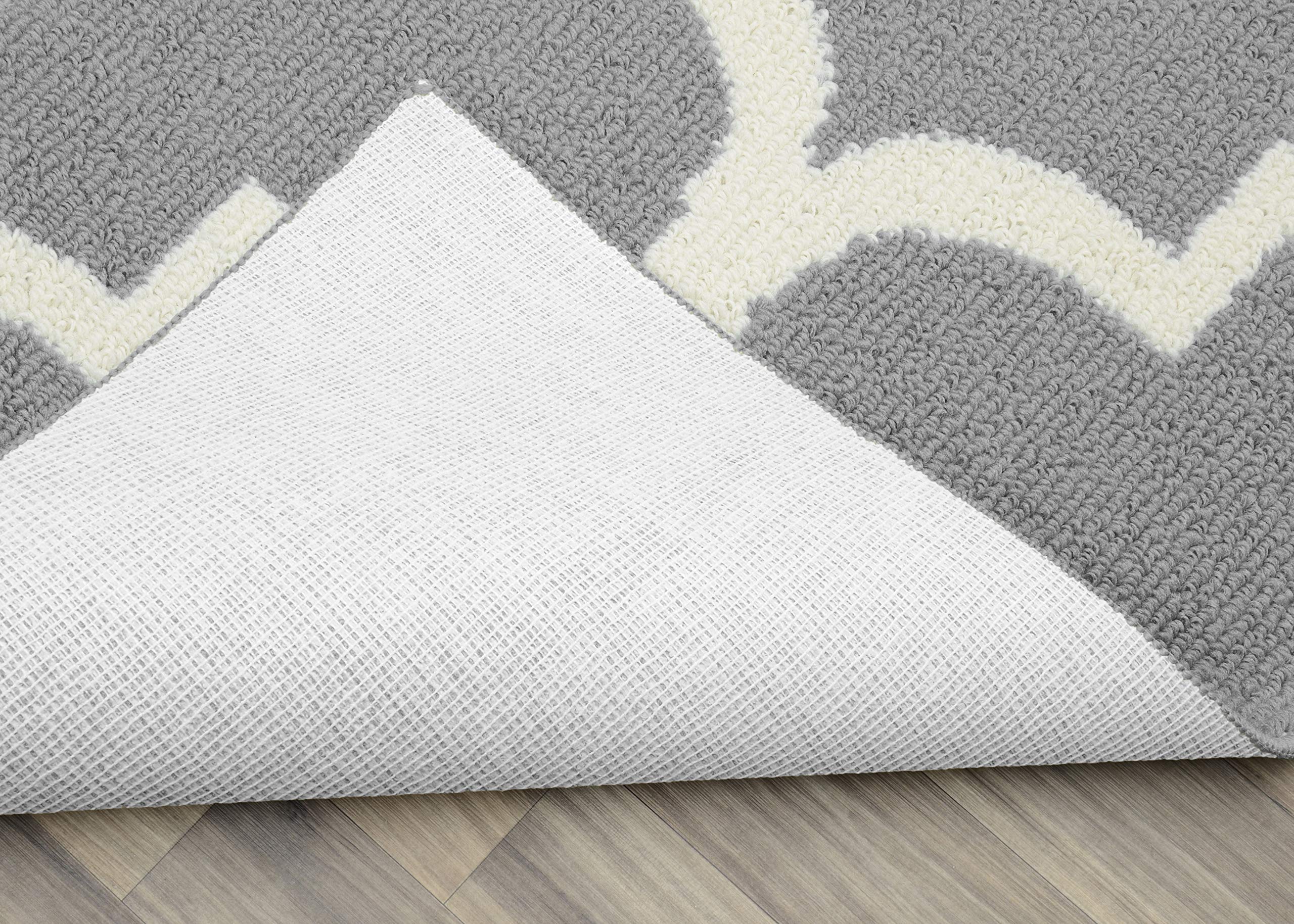 Garland Rug Large Quatrefoil Area Rug 8x10 Feet, Silver Ivory Modern Medallion Pattern - Perfect for Living Room, Bedroom & Dining Room Decor
