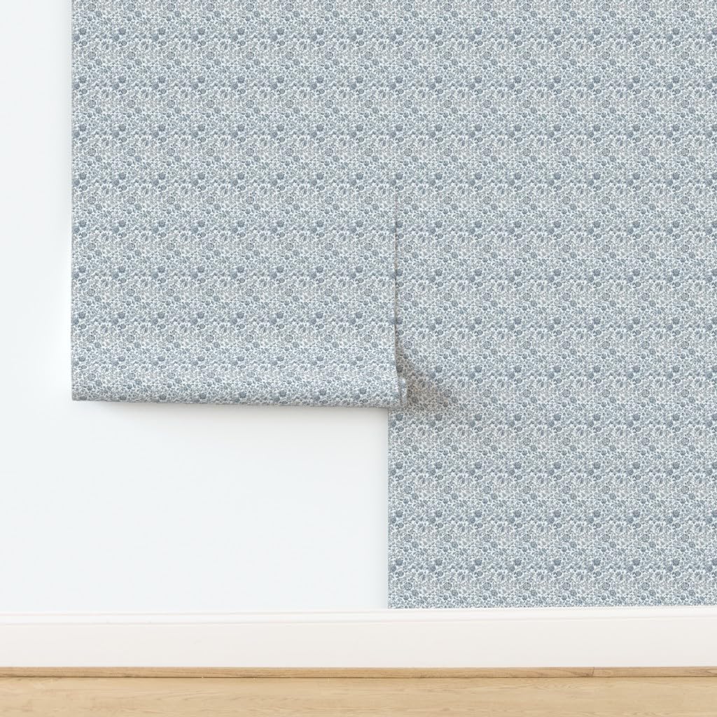 12ft x 2ft Peel & Stick Removable Wallpaper - Blue White Floral Ditsy Print Country Style Home Decor | Perfect for Bedroom, Nursery, Kitchen & DIY Projects