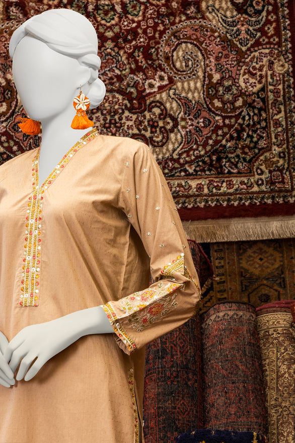 Cambric Coffee Kurti by J. Junaid Jamshed - Stylish Pakistani Women's Tunic Top for Casual Wear & Special Occasions