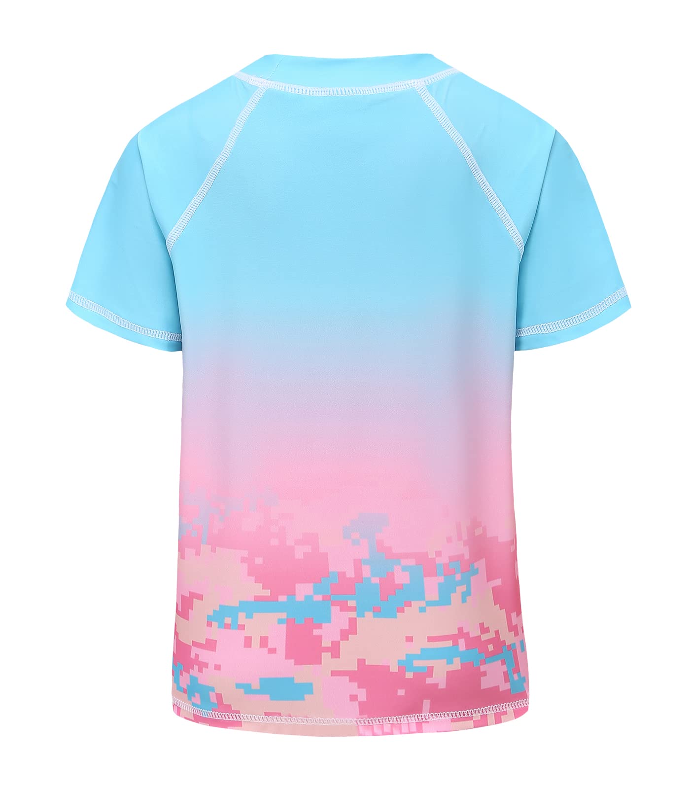 **Girls Rash Guard Swimsuits Short Sleeve UPF 50+ Sun Protection One Piece Bathing Suit for Kids 7-16 Years - Perfect for Swimming, Beach & Pool Activities**