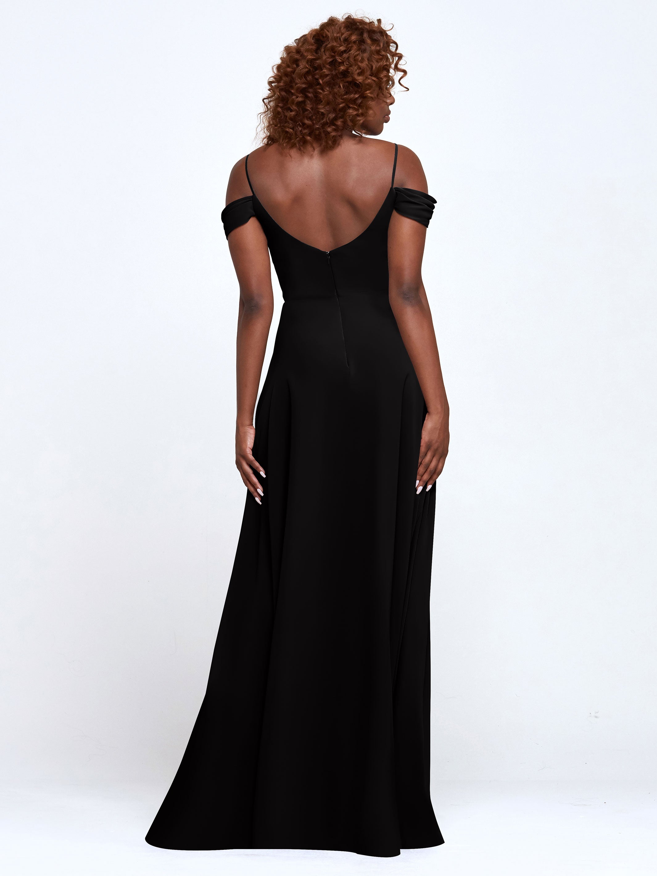 Elegant 83003 Stretch Chiffon Off-The-Shoulder A-Line Bridesmaid Dress - Perfect for Weddings, Prom, Formal Events & Special Occasions