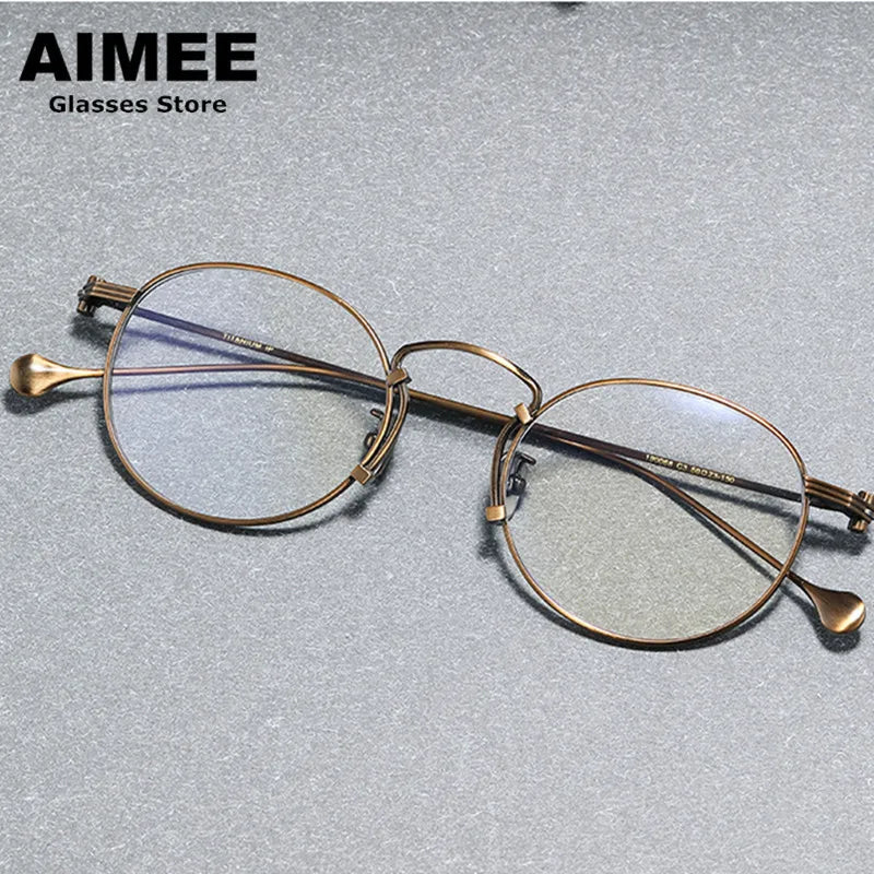 Aimee Unisex Full Rim Round Titanium Eyeglasses Frame 190068 - Lightweight Durable Glasses for Men & Women, Perfect for Reading, Work & Everyday Wear