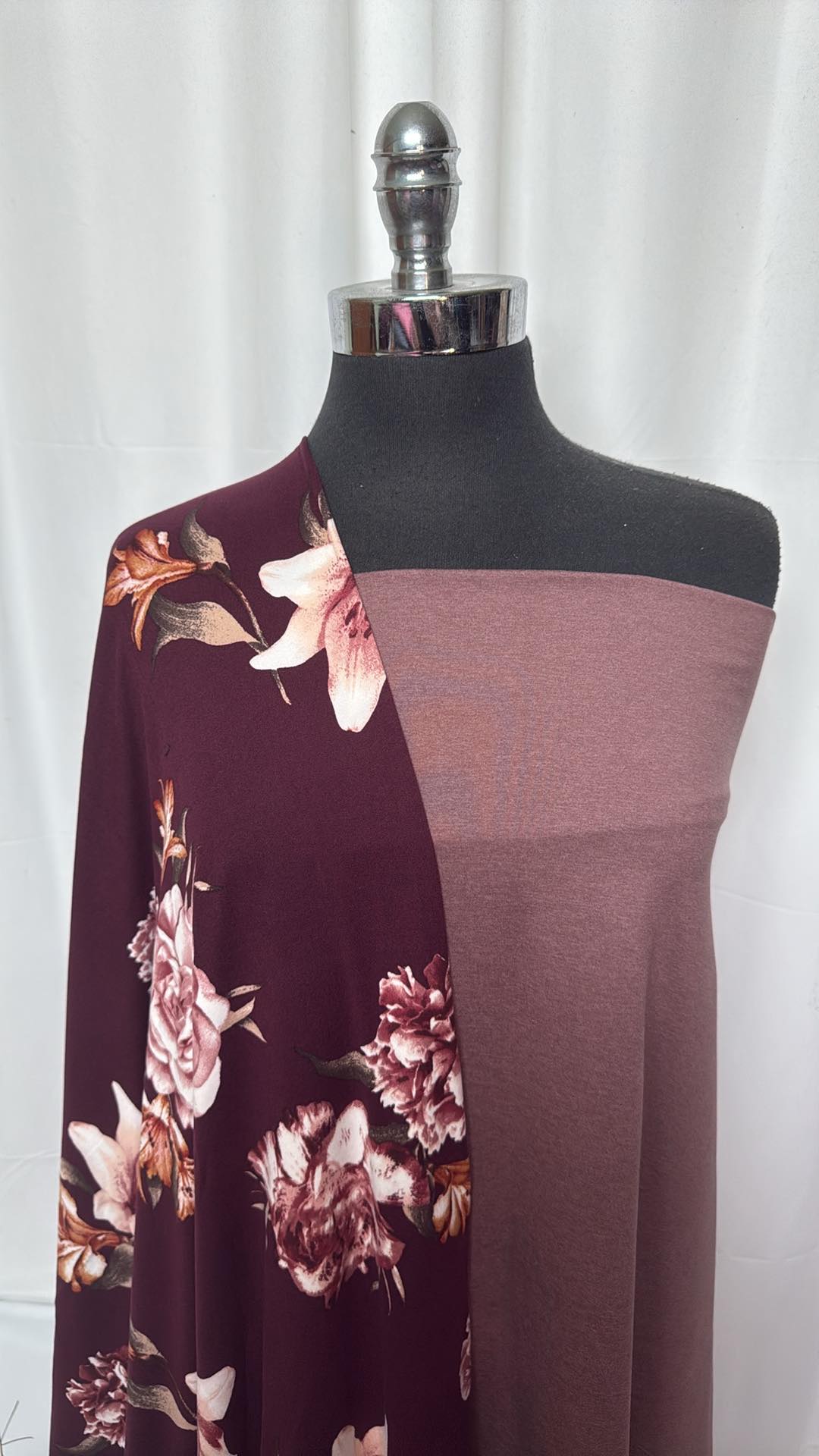 1 Yard Rose Heather Peached PF & 2 Yards Plum Floral DBP Fabric Bundle - Floral Textile for DIY Crafts, Home Decor, Quilting, and Sewing Projects | A27090