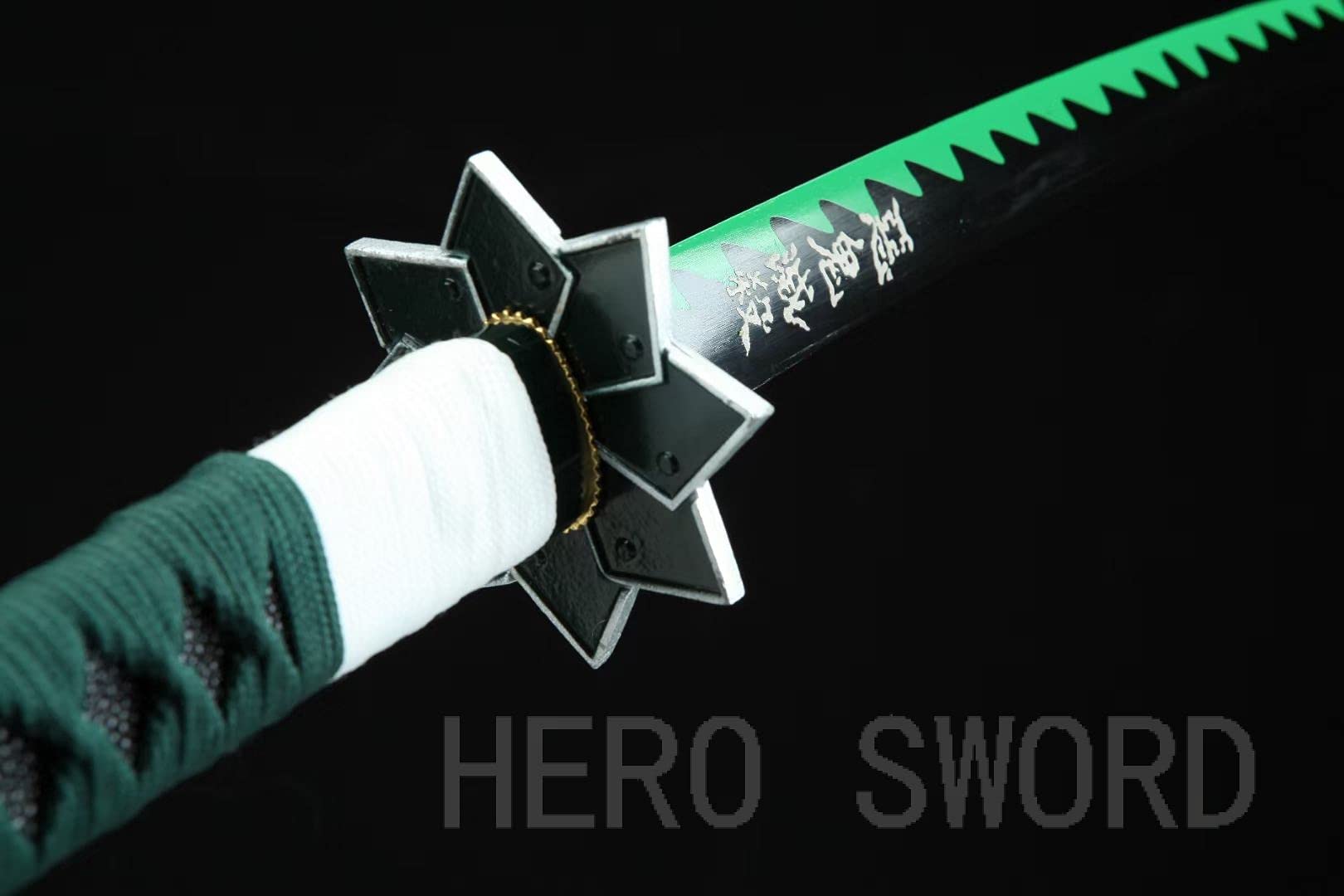 HERO SWORD Japanese Anime Katana - Hand Forged 1045 Carbon Steel Samurai Sword, Full Tang Handmade Sharp Blade - Demon Slayer Inspired Katana for Cosplay, Martial Arts Training & Collection