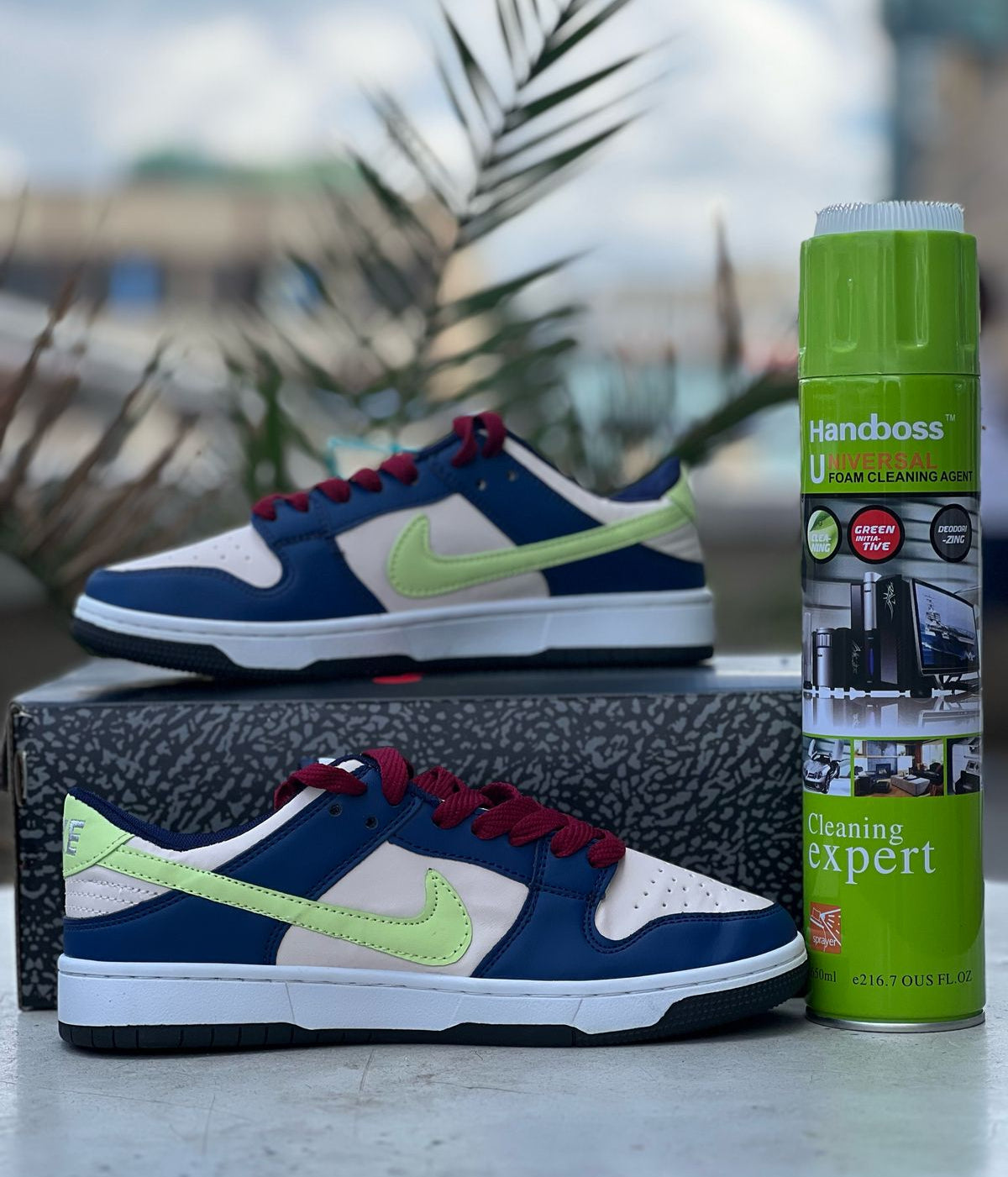 Nike Dunk Low Sneakers - Navy Blue, Off White & Lime Green Colorway | Men's & Women's Casual Shoes for Streetwear & Everyday Wear