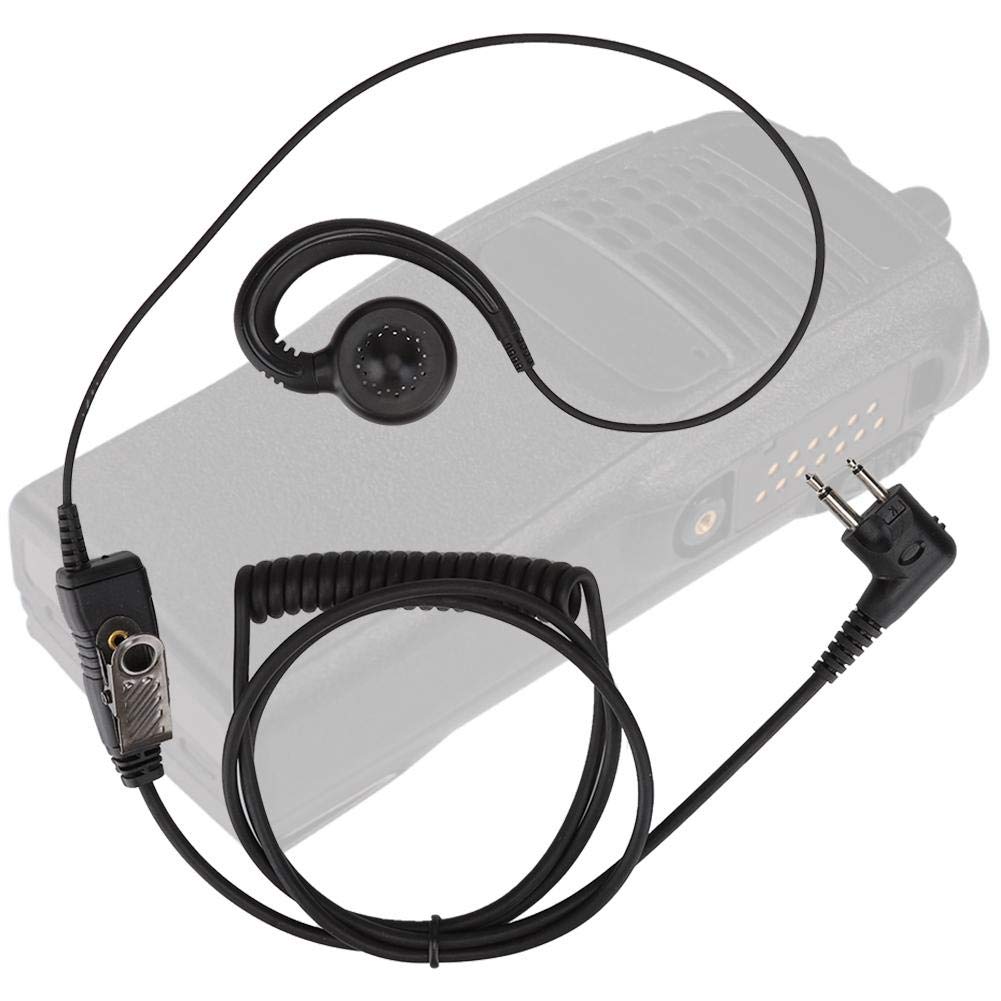 Two Way Radio Earpiece with Noise Cancelling & PTT Mic - 2-Pin Headset for Clear Communication - Perfect for Security, Construction & Outdoor Activities