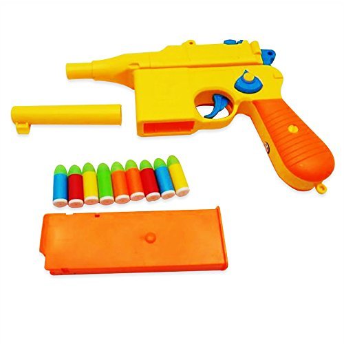 C96 Toy Gun with Soft Bullets - 7 Round Ejectable Magazine, Removable Barrel & Adjustable Sight | Pull Back Action Pistol for Kids | Outdoor Play, Target Practice & Role Play Games