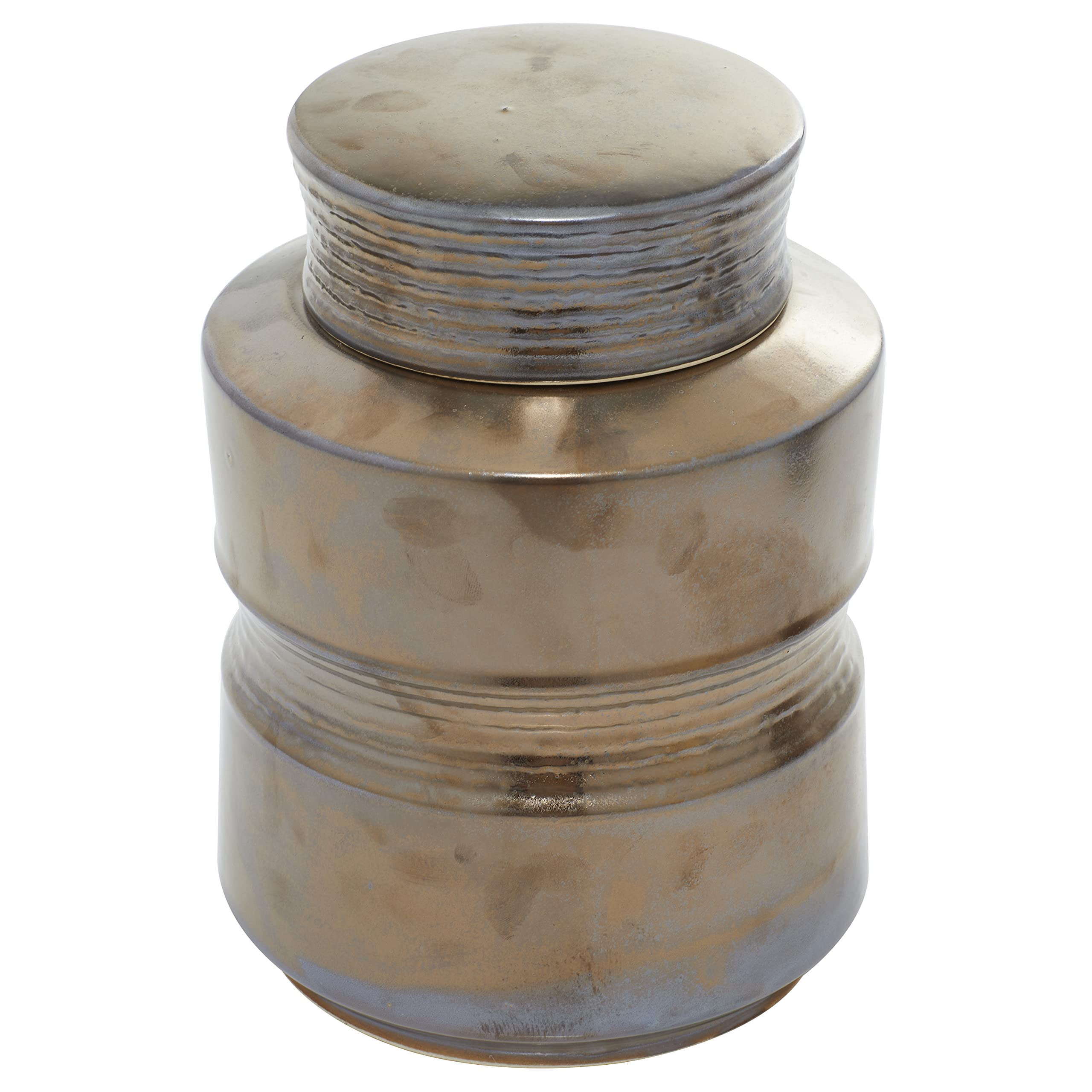 Deco 79 Ceramic Decorative Jars with Grooves - Set of 2 (9