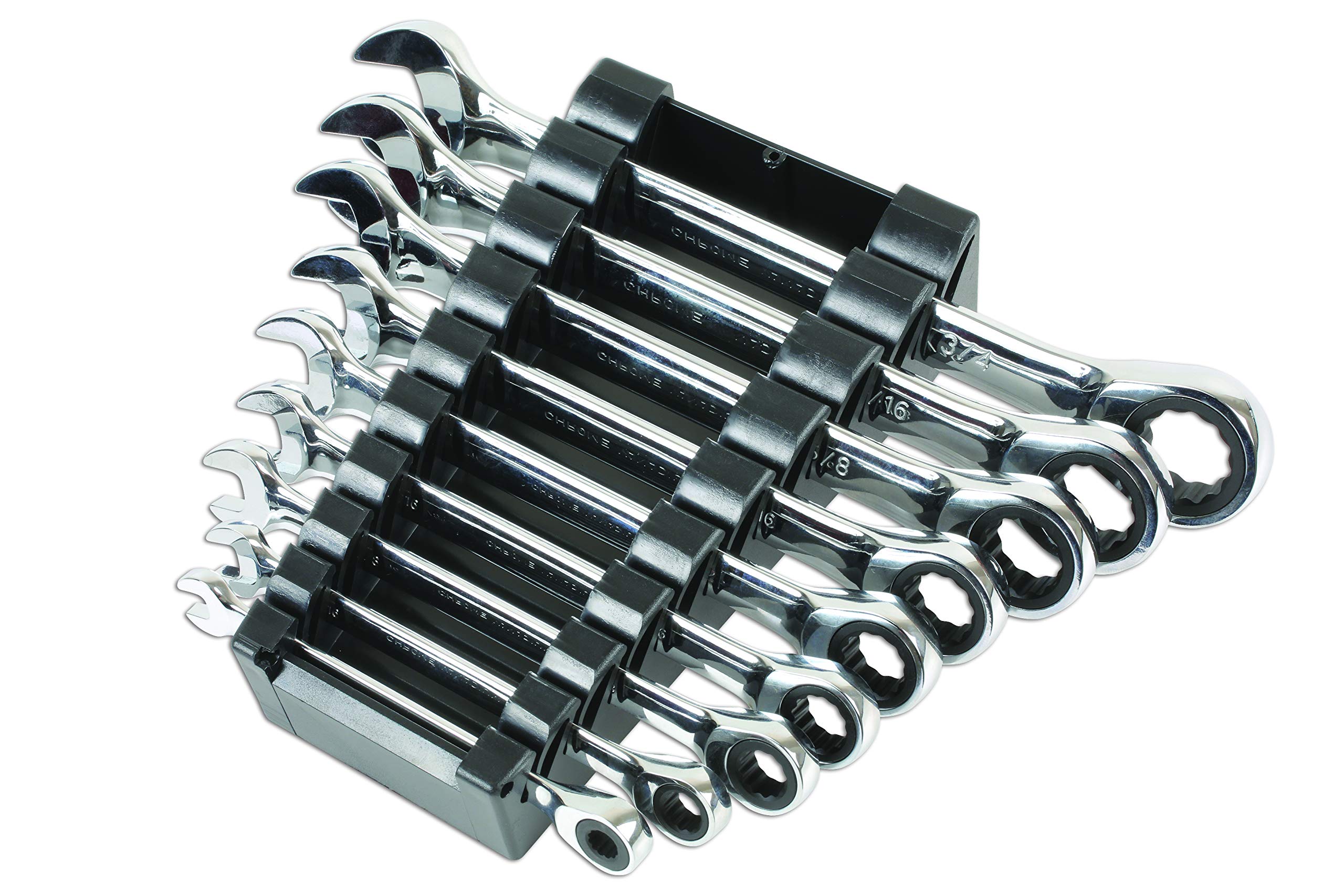 Laser 6699 AF Ratchet Ring Combination Spanner Set 9pc - Professional Mechanic Tool Kit for Automotive Repair & DIY Projects
