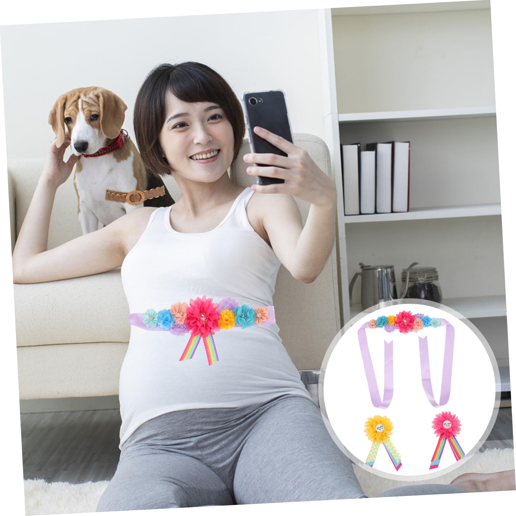UPKOCH 5-Pack Maternity Belts & Shower Kit - Adjustable Pregnancy Support Sash, Baby Shower Party Favors for Mom-to-Be - Perfect for Maternity Photos, Baby Showers & Gender Reveals
