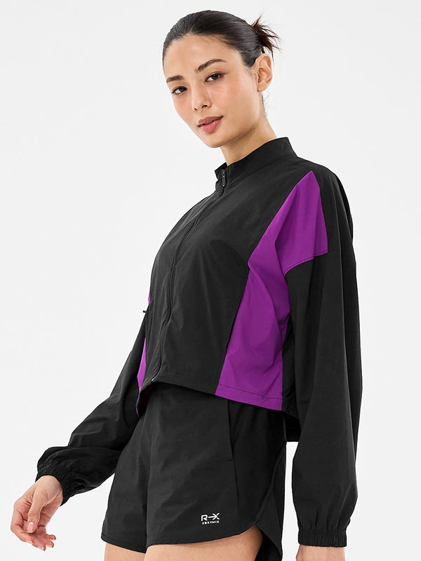 Stylish RX Color Block Windbreaker Jacket - Lightweight Waterproof Outdoor Windbreaker for Men & Women - Perfect for Hiking, Running, and Casual Wear