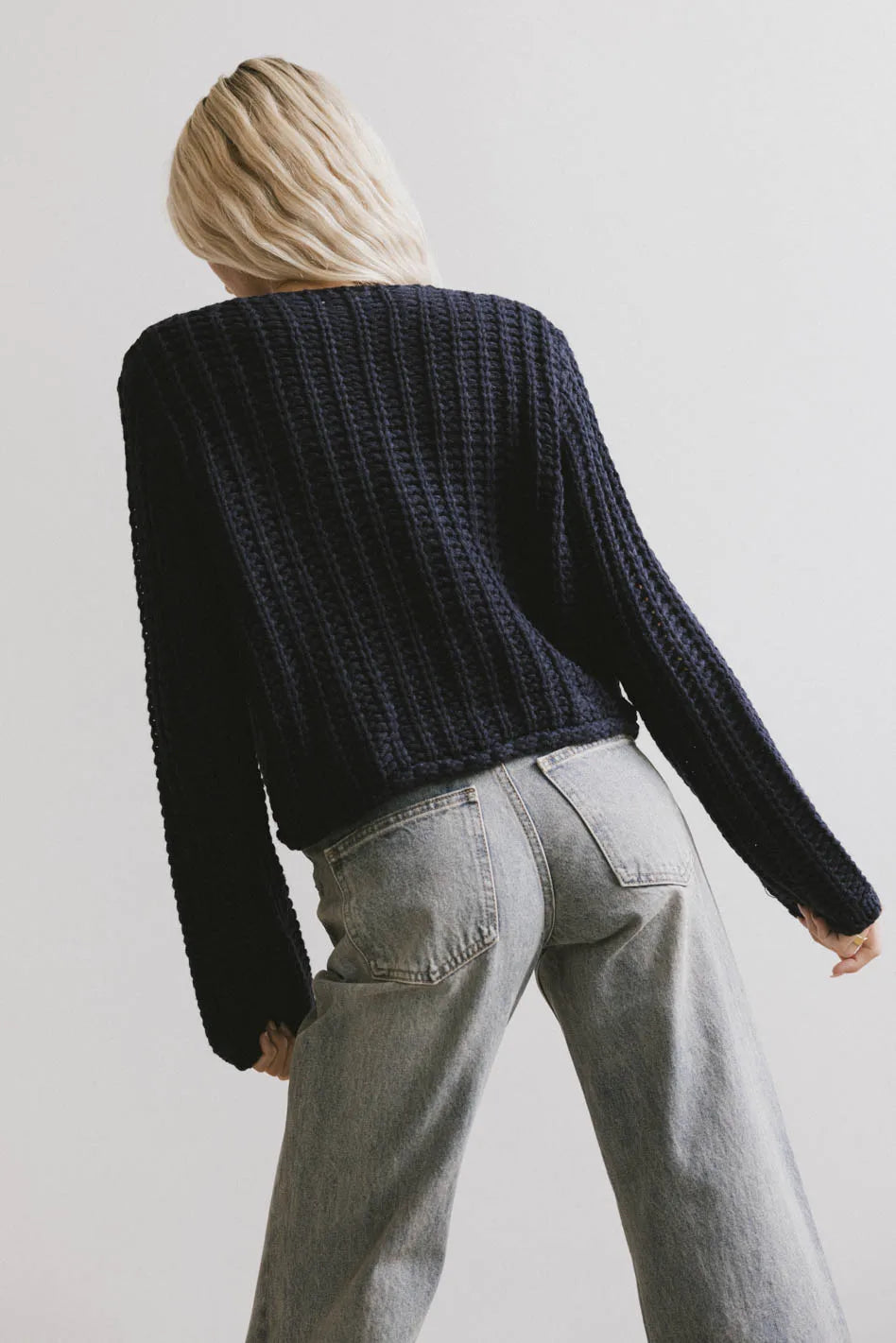 Luca Chunky Knit Sweater for Women - Soft Oversized Navy Blue Pullover | Cozy Winter Sweater for Casual Outfits, Date Nights & Holiday Gatherings
