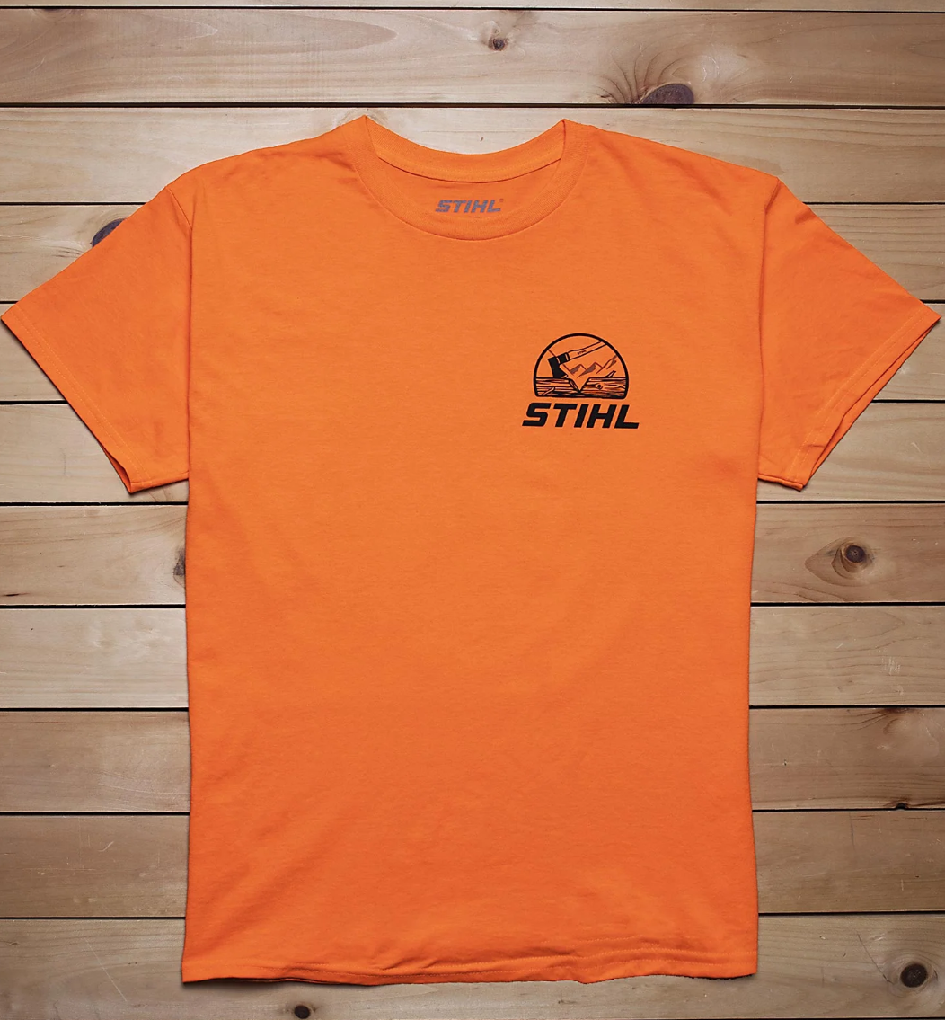 Stihl Orange T-Shirt for Men - Comfortable Workwear for Outdoor & Construction Jobs | Perfect for Landscaping, Logging & DIY Projects