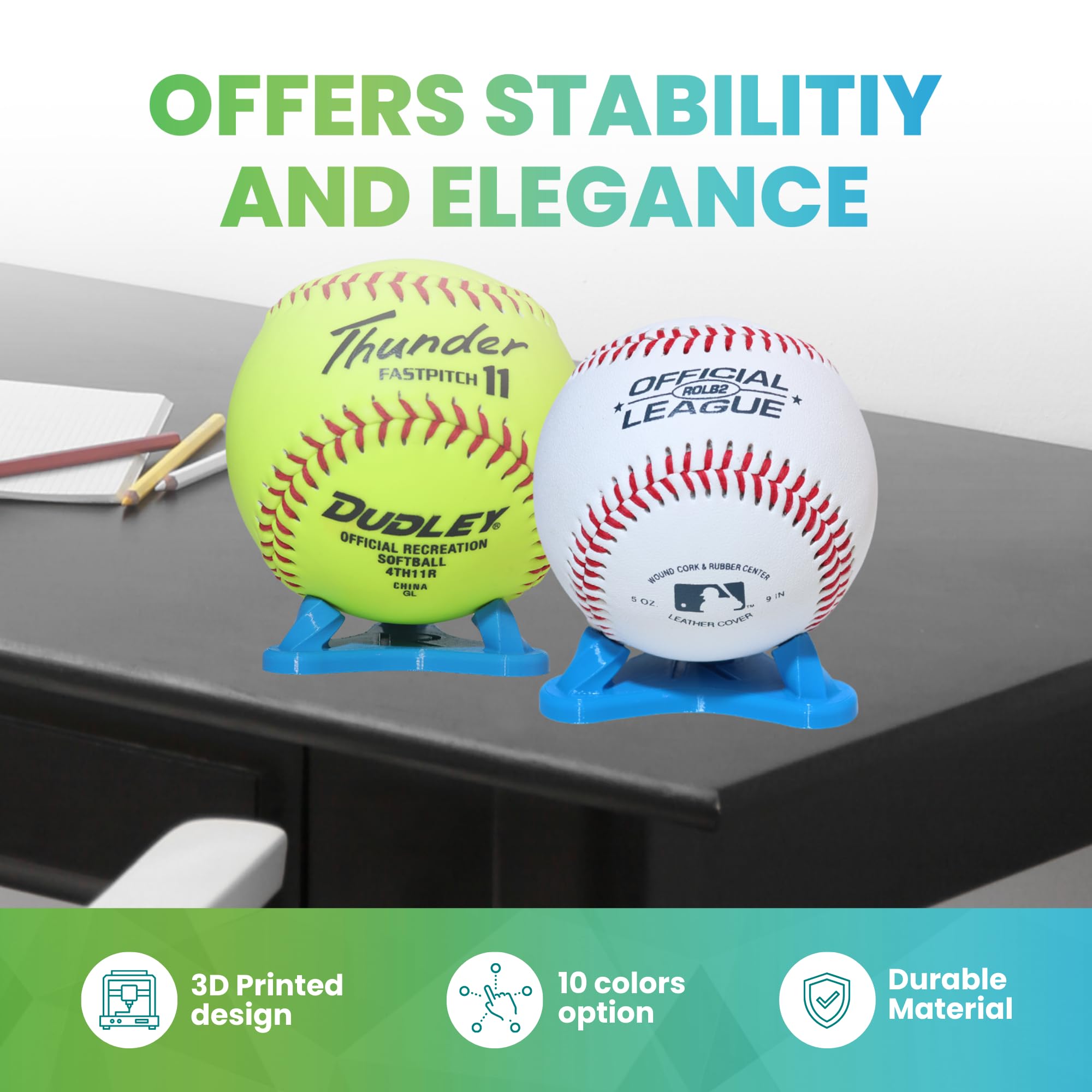 Premium Baseball Display Stand - USA Made, Sturdy Softball & Tennis Ball Holder for Collectors - Perfect for Memorabilia Showcase, Sports Decor, and Gift Ideas - 1pc (Blue)