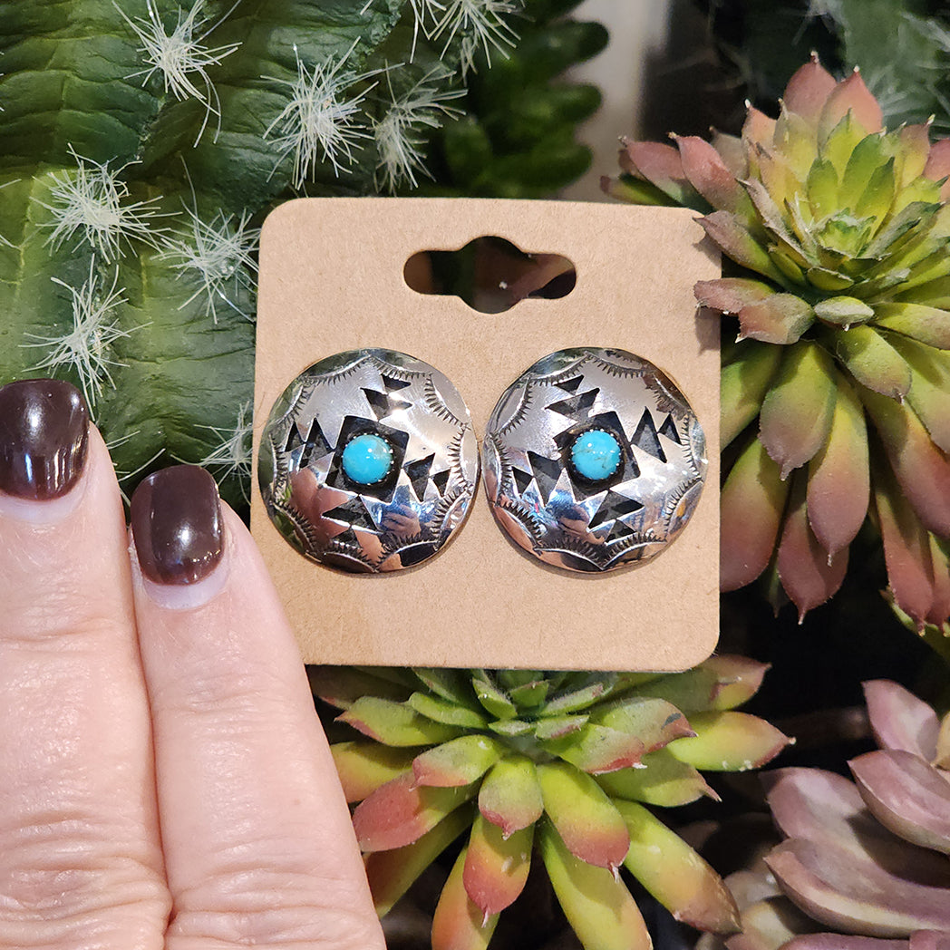 Perry Turquoise Post Earrings for Women - Handmade Sterling Silver Stud Earrings with Natural Gemstone - Perfect for Everyday Wear, Gifts & Special Occasions
