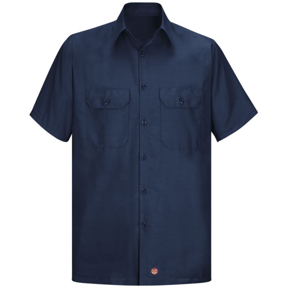 Red Kap Men's Short Sleeve Rip Stop Work Shirt - Durable Navy Blue SY60NV for Construction, Landscaping & Outdoor Work
