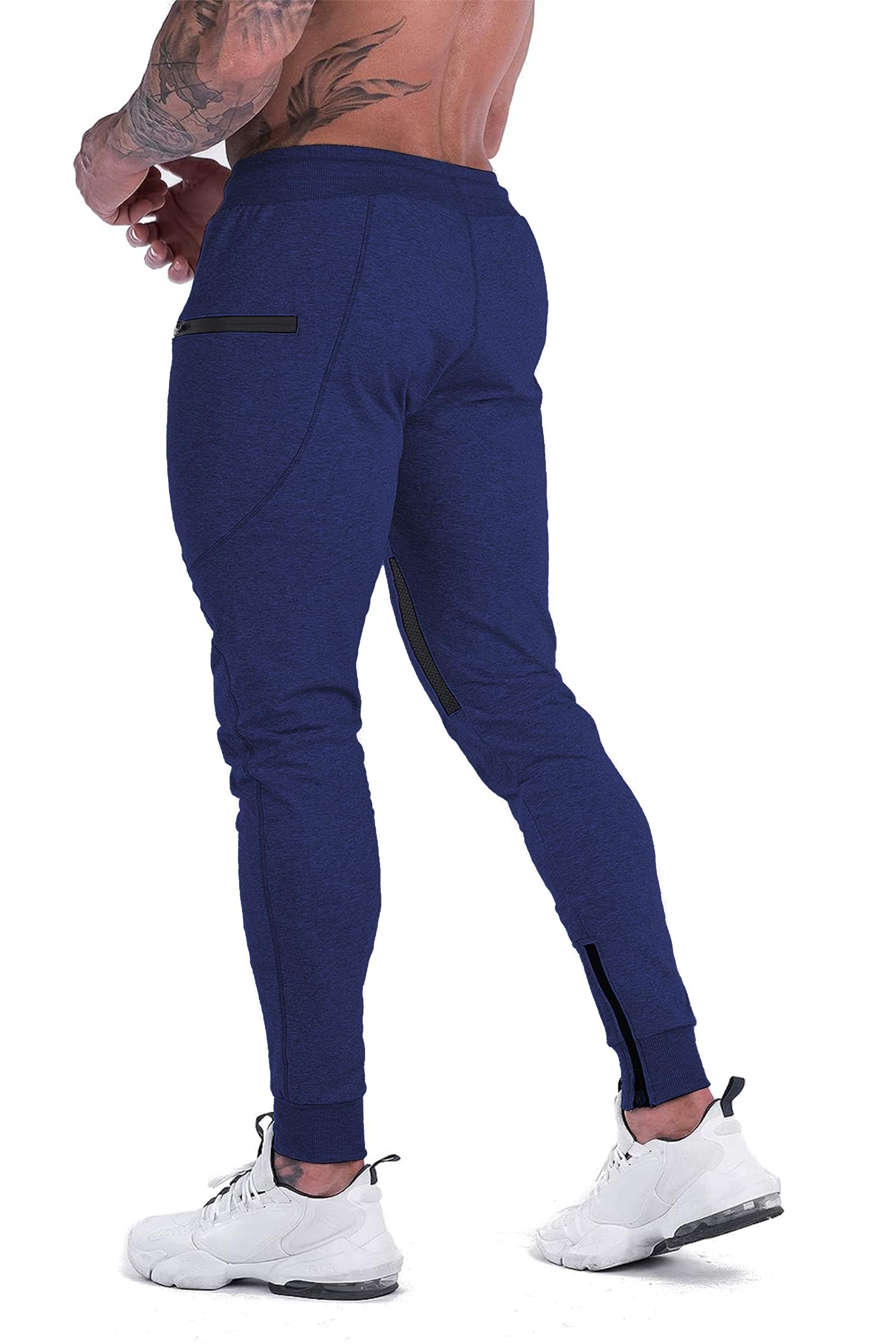 FIRSTGYM Men's Slim Fit Joggers Sweatpants with Thigh Mesh & Zipper Pockets - Workout Training Gym Pants for Running, Yoga & Casual Wear