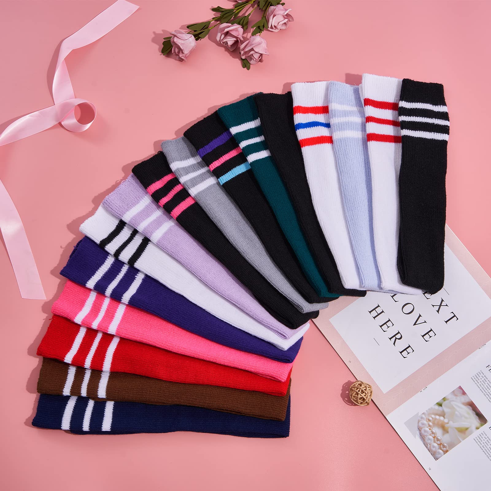 Abodhu Women's Thigh High Socks - Striped Over Knee Stockings for Women | Soft Knit Long Socks for Cosplay, Casual Wear & Winter Outfits | Perfect for Halloween Costumes, Office Attire & Everyday Fashion