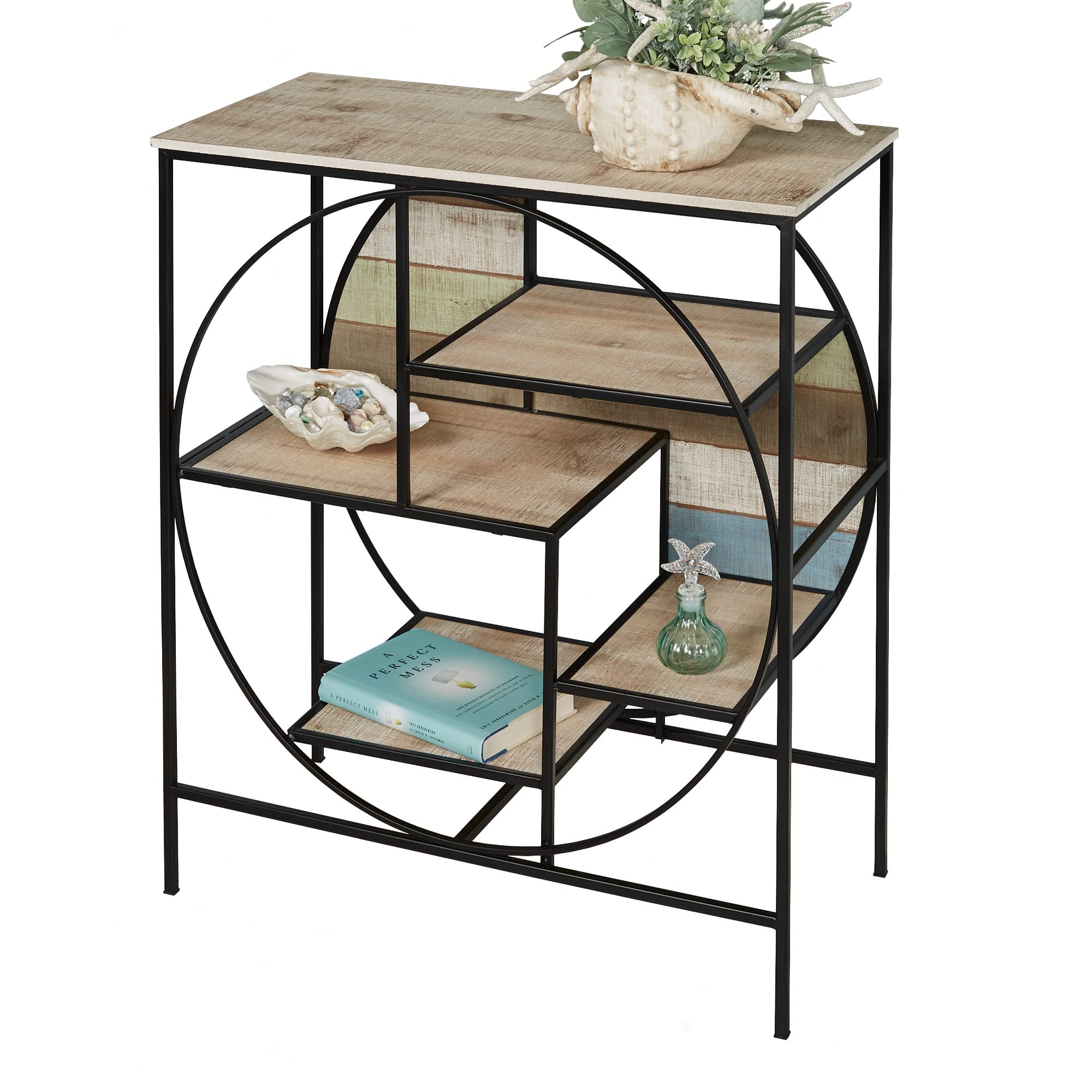 Touch of Class Delray Coastal Console Table - Wood & Metal Entryway, Bedroom, Living Room Furniture in Blue, Natural, Seafoam, White, Black - Seaside Theme Display Shelf for Home Decor | Perfect for Beach House, Cottage & Coastal Style Interiors