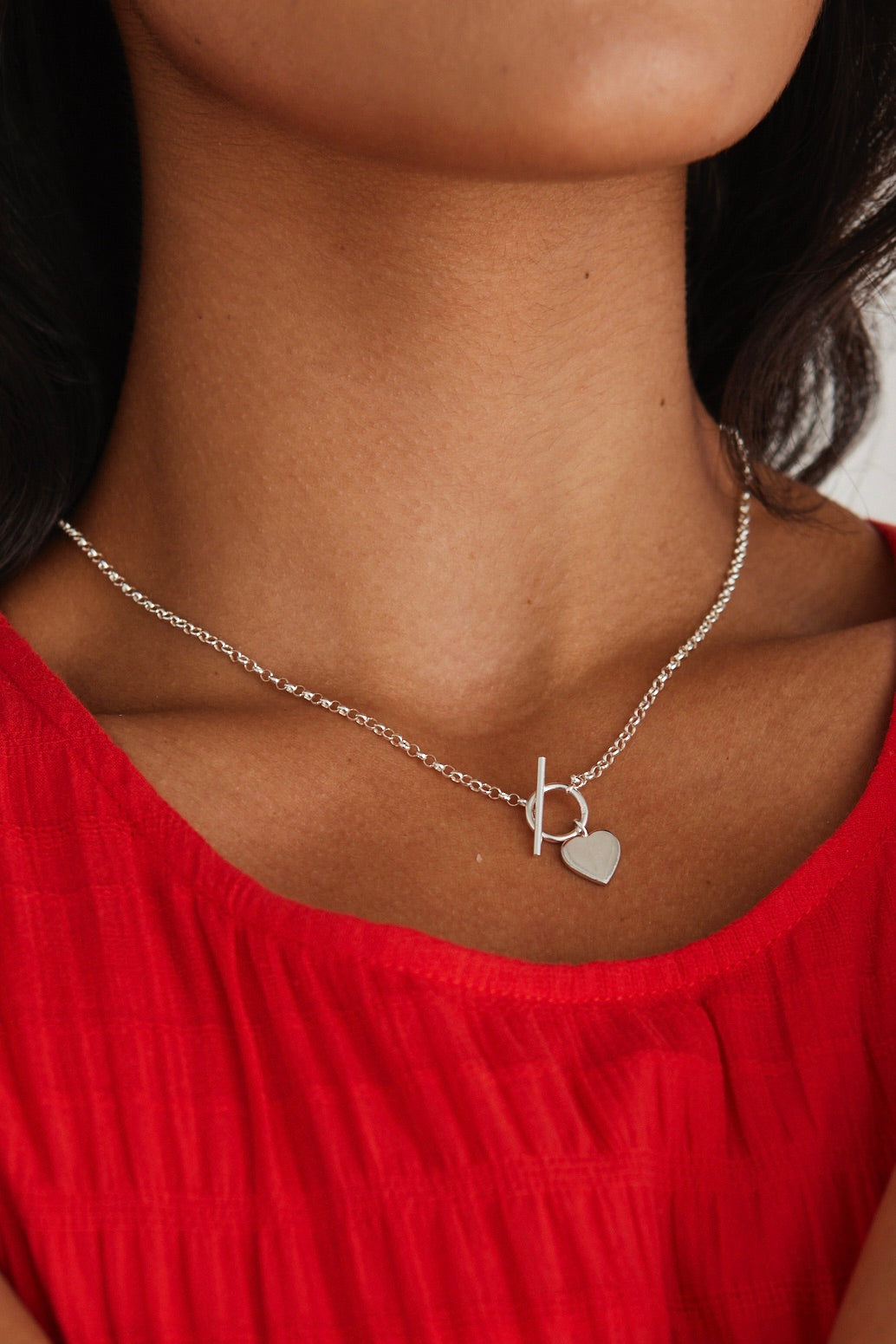 Elegant Heart Fob Silver Necklace for Women - Perfect Gift for Valentine's Day, Anniversary & Special Occasions