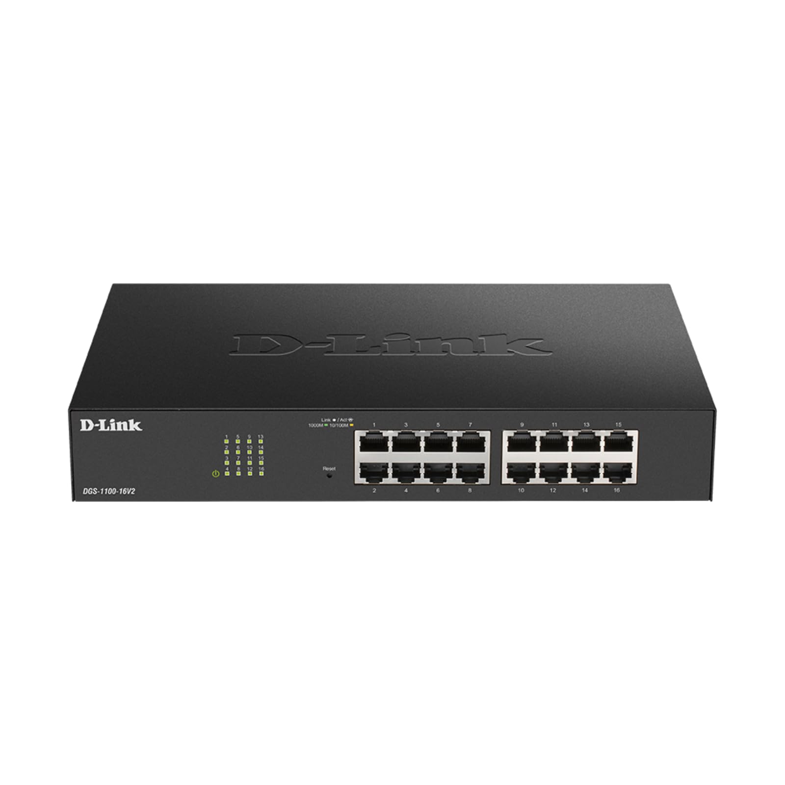 D-Link 16-Port Gigabit Smart Managed Switch | 16 GbE Ports | Layer 2 VLAN | Web Management | Desktop/Rack Mount | Fanless Design | NDAA Compliant | Lifetime Warranty (DGS-1100-16V2) | Ideal for Small Business Networks & Home Offices