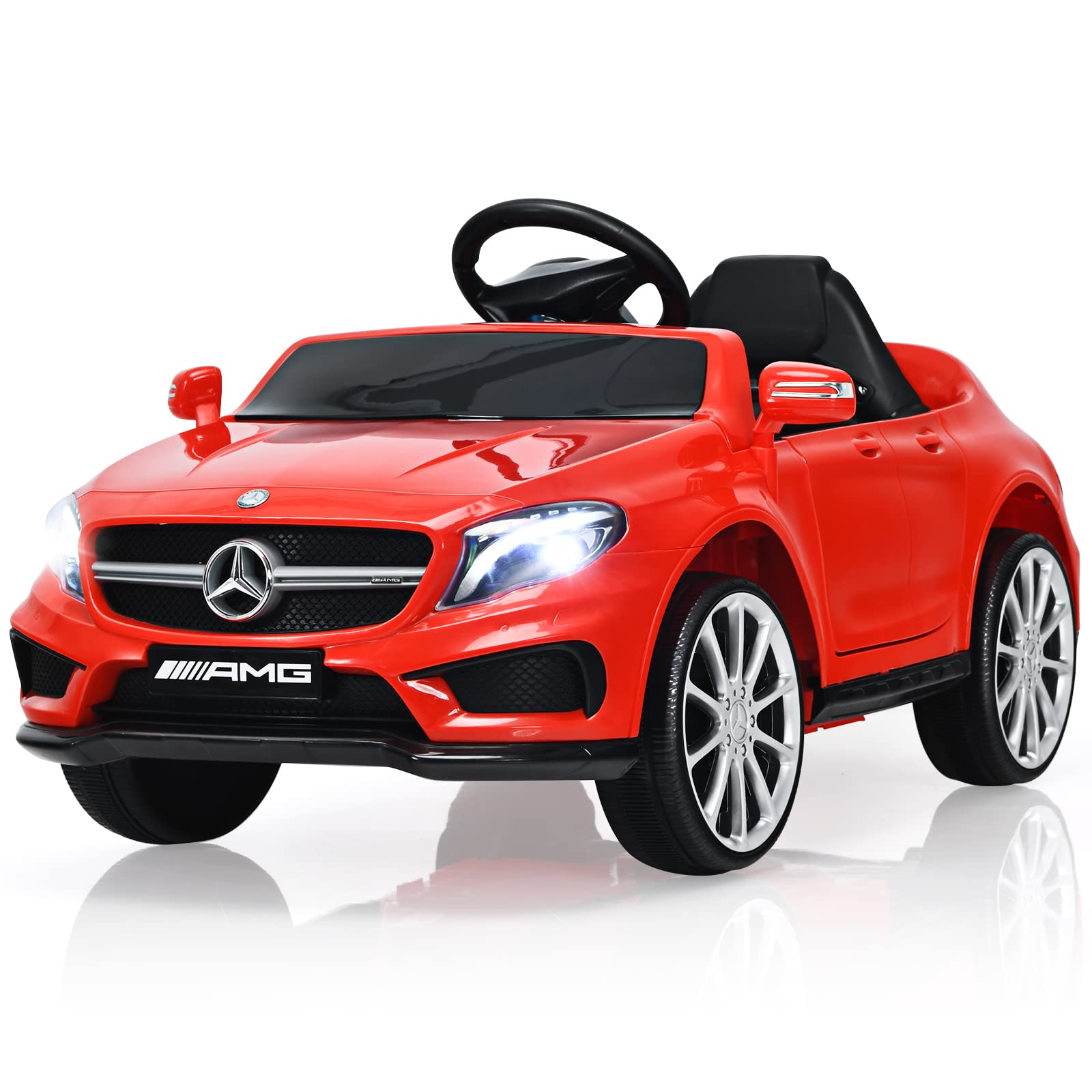 INFANS 12V Electric Kids Ride On Car - Licensed Mercedes Benz GLA45 Toy Vehicle with Parent Remote Control, MP3 Player, USB Port & LED Lights - 2 Speed Battery Powered Ride-On Toy for Toddlers (Red) | Perfect for Birthday Gifts, Outdoor Play & Family Fun