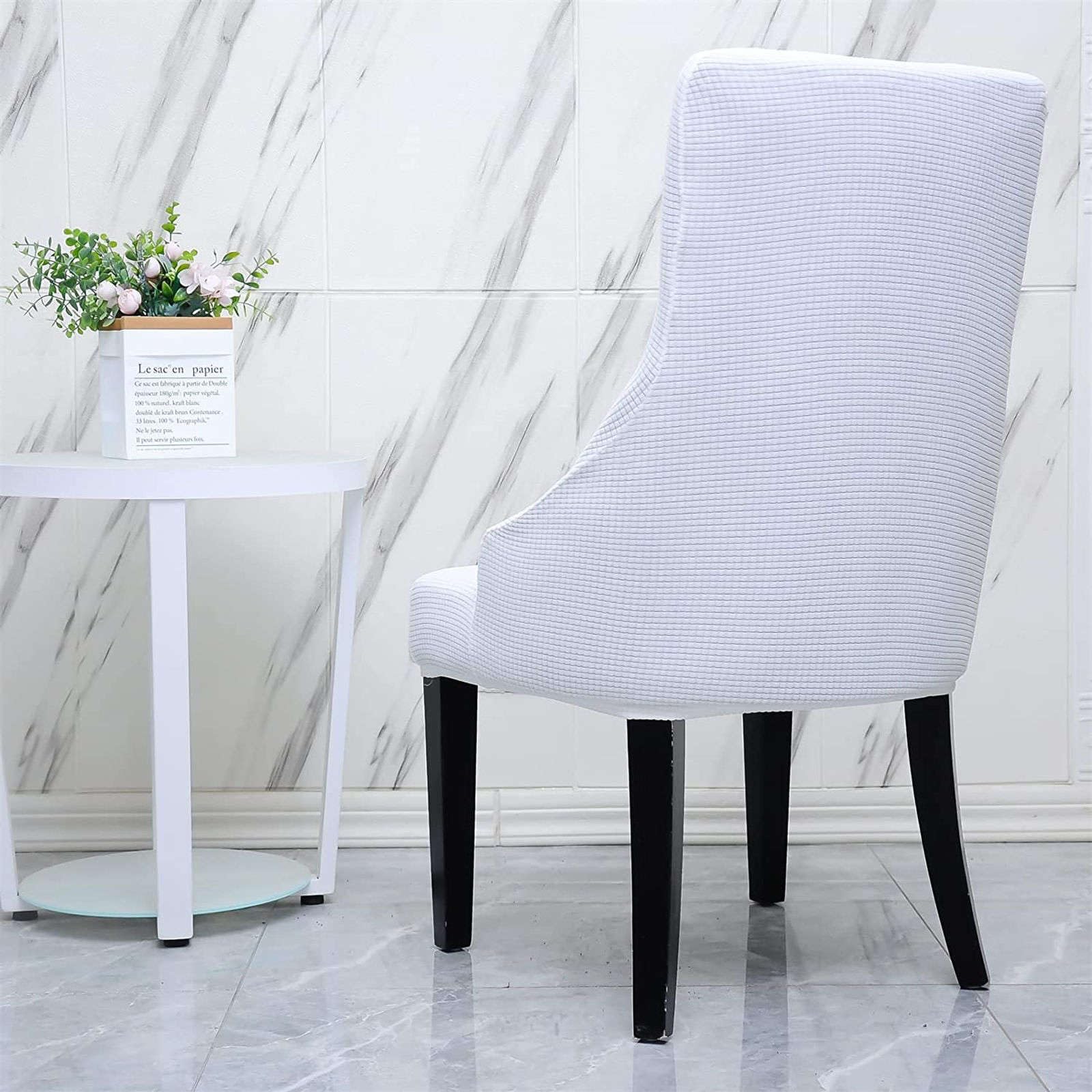 Stretch Wingback Chair Cover - Plaid Dining & Bedroom Protector - Set of 2 - Perfect for Kids & Home Decor