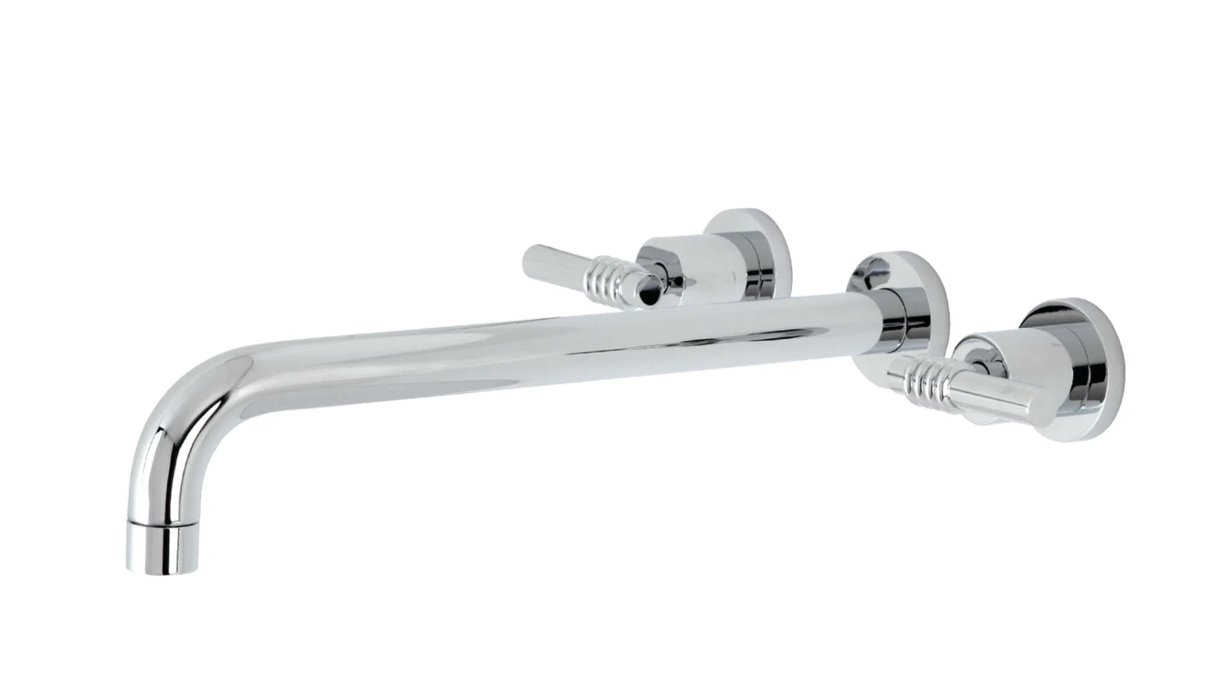 Milano Two Handle 3 Hole Wall Mount Roman Tub Faucet - Classic Bathroom Faucet for Freestanding Tubs - Perfect for Spa, Bathroom Renovation & Luxury Home Decor