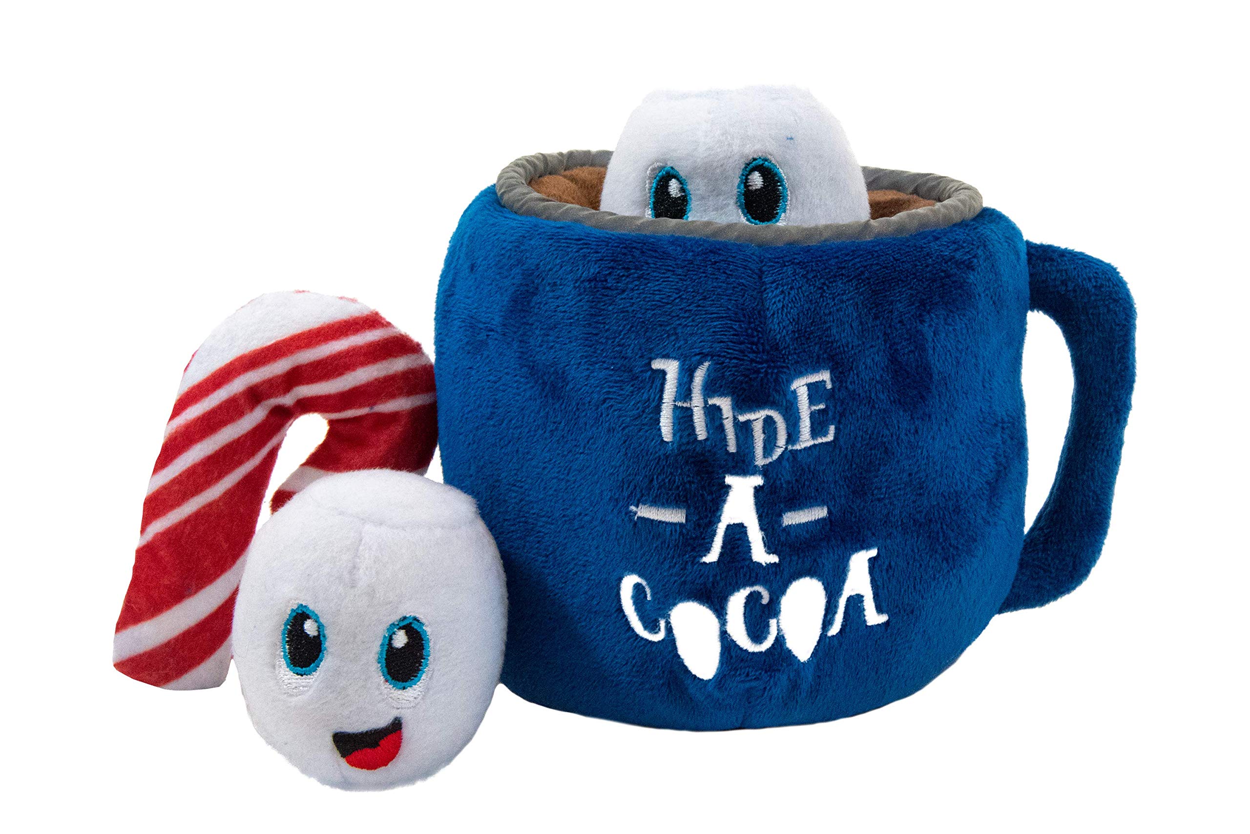 Outward Hound Hide A Cocoa Navy Plush Dog Puzzle Toy - Interactive Treat Dispenser for Small & Large Dogs - Perfect for Indoor Play & Mental Stimulation