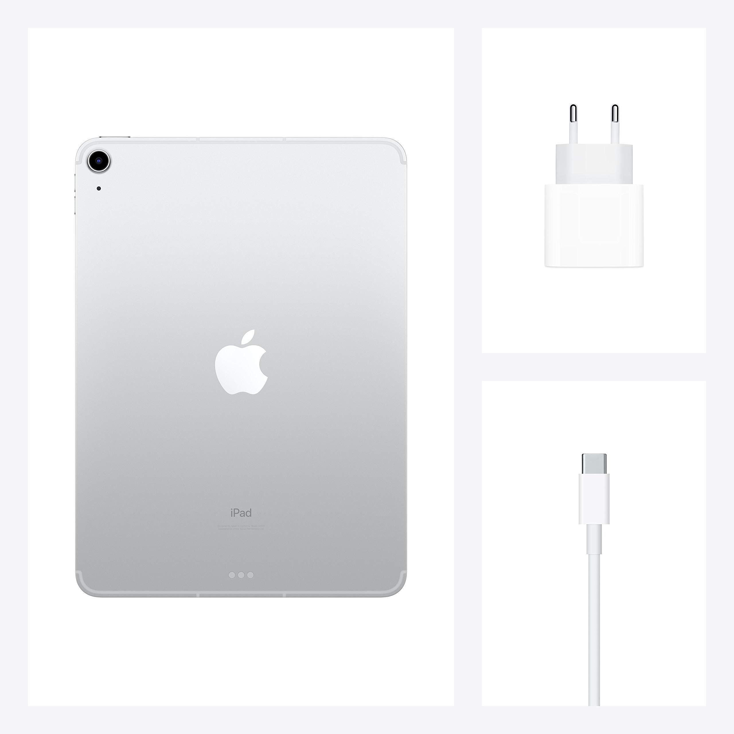 2020 Apple iPad Air 10.9-inch Wi-Fi + Cellular 64GB Silver (Renewed) - Portable Tablet for Work, Study & Entertainment