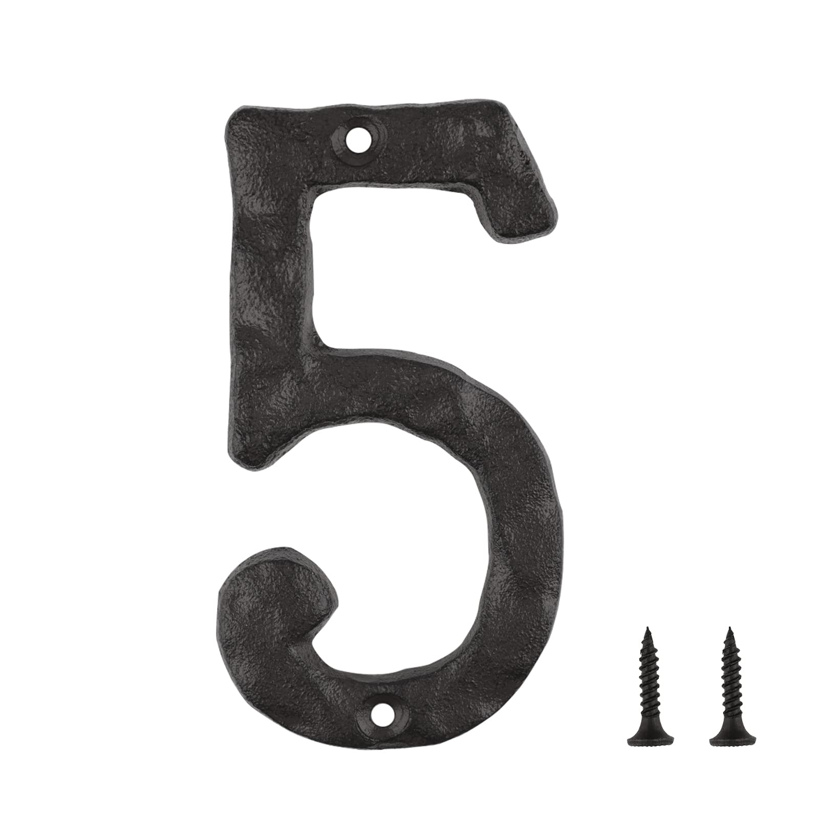 KINBOM 5.5 Inch Modern Metal House Numbers - Cast Iron Floating Address Plaque for Mailbox, Front Door & Outdoor Display (Number 5) | Durable Weatherproof Street Sign for Home & Business Exteriors