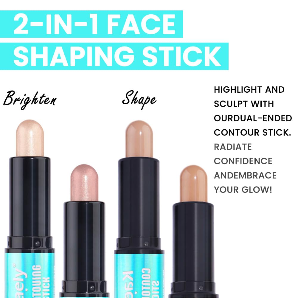 2-in-1 Contour Stick - Cream Bronzer & Highlighter Makeup Kit for Beginners | Fair & Light Medium Shades | Perfect for Daily Makeup & Contouring