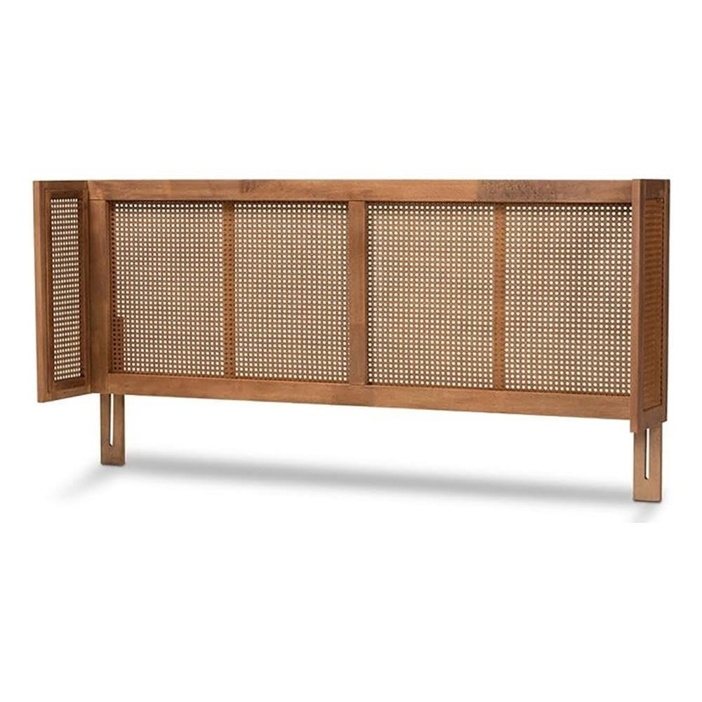 BOWERY HILL Modern Wood Full Size Headboard with Woven Detailing in Brown - Perfect for Bedroom Decor, Guest Room Upgrade & Cozy Home Makeover