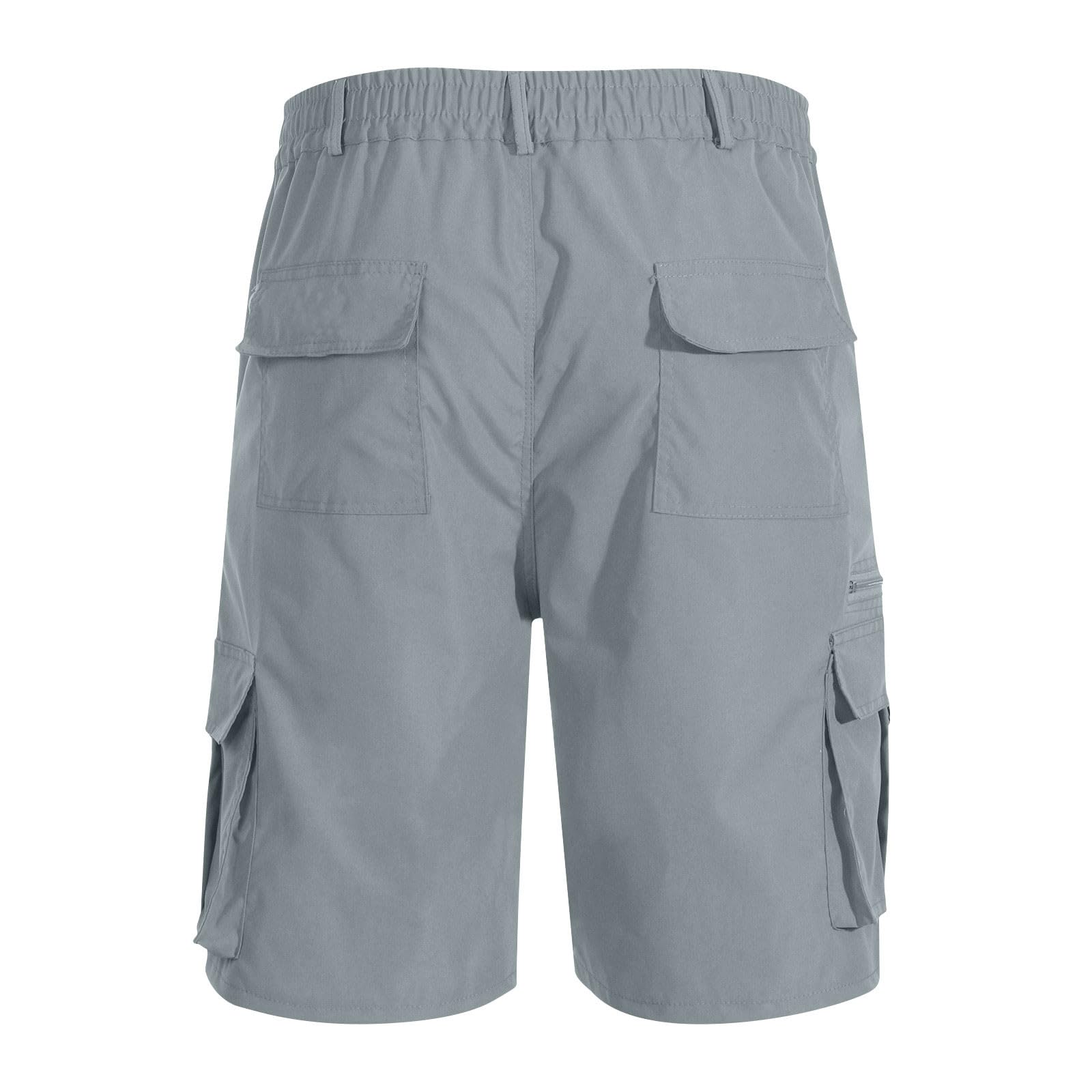 **Men's Lightweight Cargo Shorts with Elastic Waist & Pockets - Big & Tall Summer Work Shorts for Outdoor Activities, Hiking, and Casual Wear**
