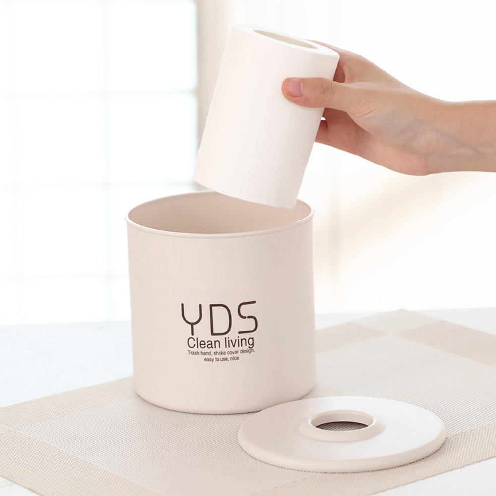 Plastic Tissue Paper Holder - Cylindrical Toilet Paper Storage Box for Bathroom, Kitchen & Office Organization