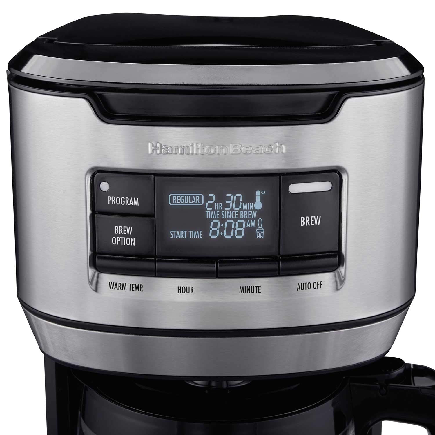 Hamilton Beach 14-Cup Programmable FrontFill Coffee Maker - Black & Stainless Steel (46392) - Perfect for Offices, Large Families & Entertaining Guests