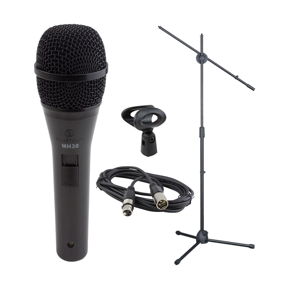 Blastking MH30KIT Professional Dynamic Cardioid Microphone with Stand Kit - Perfect for Podcasting, Live Streaming & Home Studio Recording