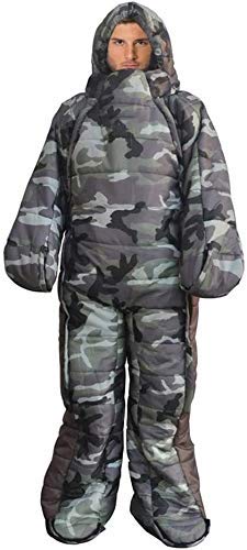 Wearable Sleeping Bag Jacket for Adults with Feet & Sleeves - Waterproof Windproof Thermal Sleeping Suit for Camping, Hiking, Outdoor Adventures - Includes Compression Sack - Perfect for Cold Weather Camping, Backpacking & Winter Sports