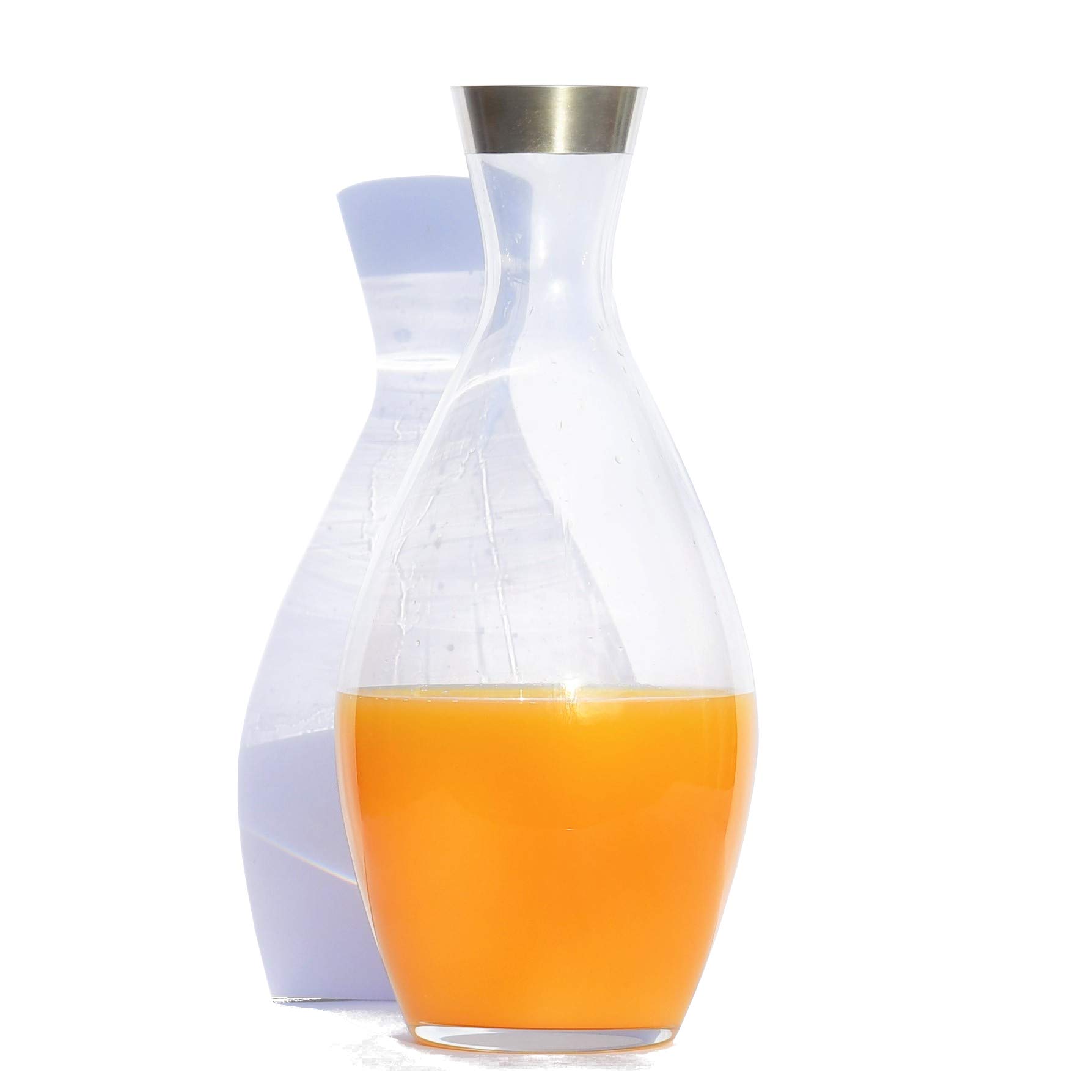 Handmade German Crystal Glass Carafe with Pure Silver Rim - Avant Design in Elegant Gift Box - Perfect for Wine, Water & Luxury Home Decor