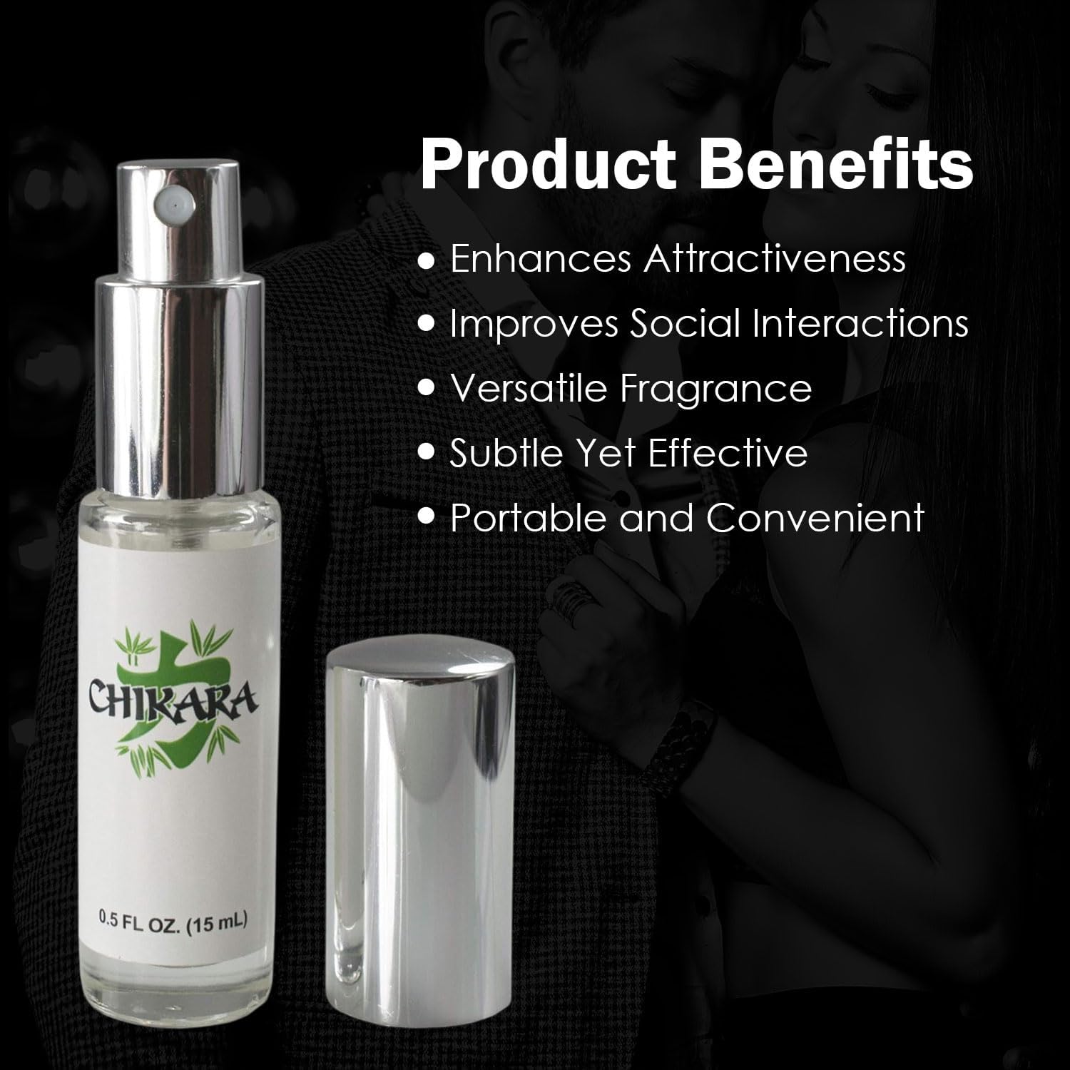 Chikara Men's Pheromone Cologne 2 Pack (15 ML Each) - High Concentration Long Lasting Sandalwood Scent | Attract Women & Boost Confidence | Date Night, Club & Special Occasions