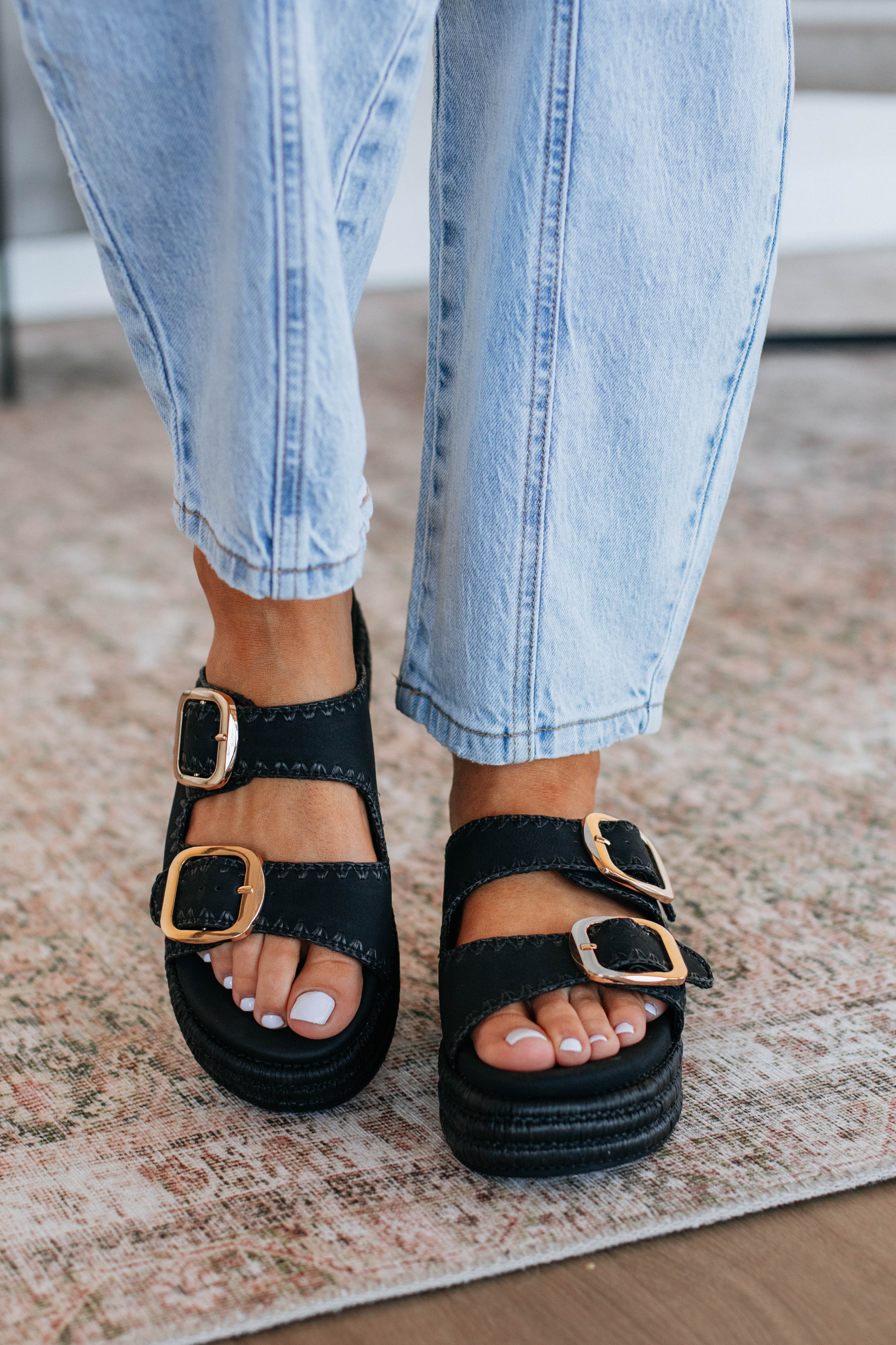 Somewhere On A Beach Comfortable Black Sandals for Women - Perfect for Vacation, Poolside, and Summer Outfits