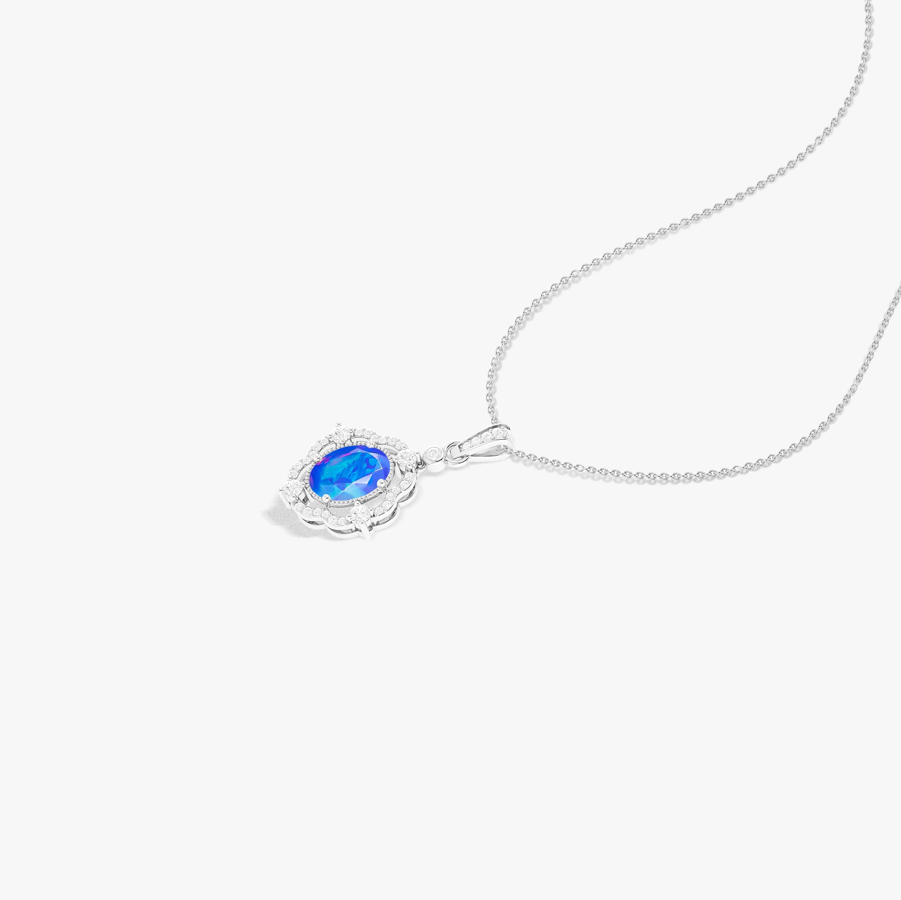 Blue Opal Gemstone Charm Pendant Necklace - Elegant Healing Crystal Jewelry for Women - Perfect for Meditation, Spiritual Gifts & Boho Fashion