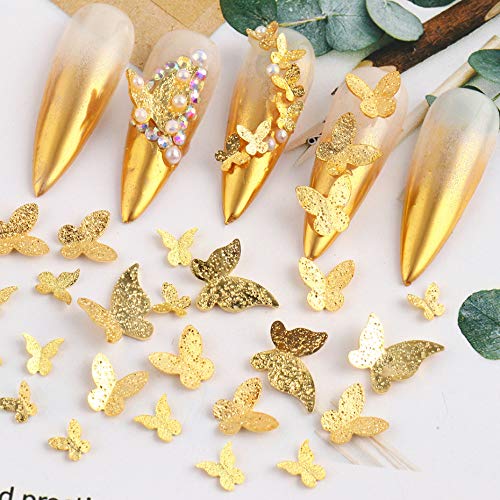 4 Boxes Rose Gold & Silver 3D Butterfly Nail Studs - Nail Art Decorations for Nail Salon & DIY Manicure - Perfect for Wedding, Party & Special Occasion Nails