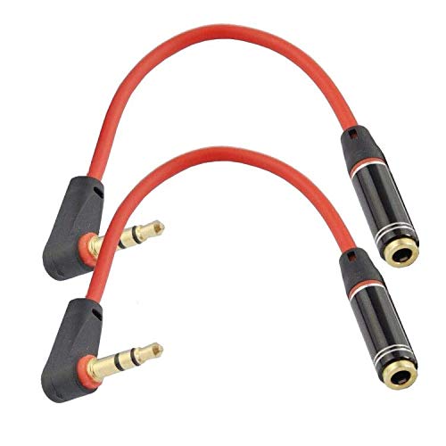Seadream 2-Pack 10-Inch 3.5mm Right Angle Male to Female Stereo Audio Extension Cable - Compatible with Beats by Dr. Dre Studio, iPhone & Headphones - Perfect for Gaming, Home Theater & Mobile Devices