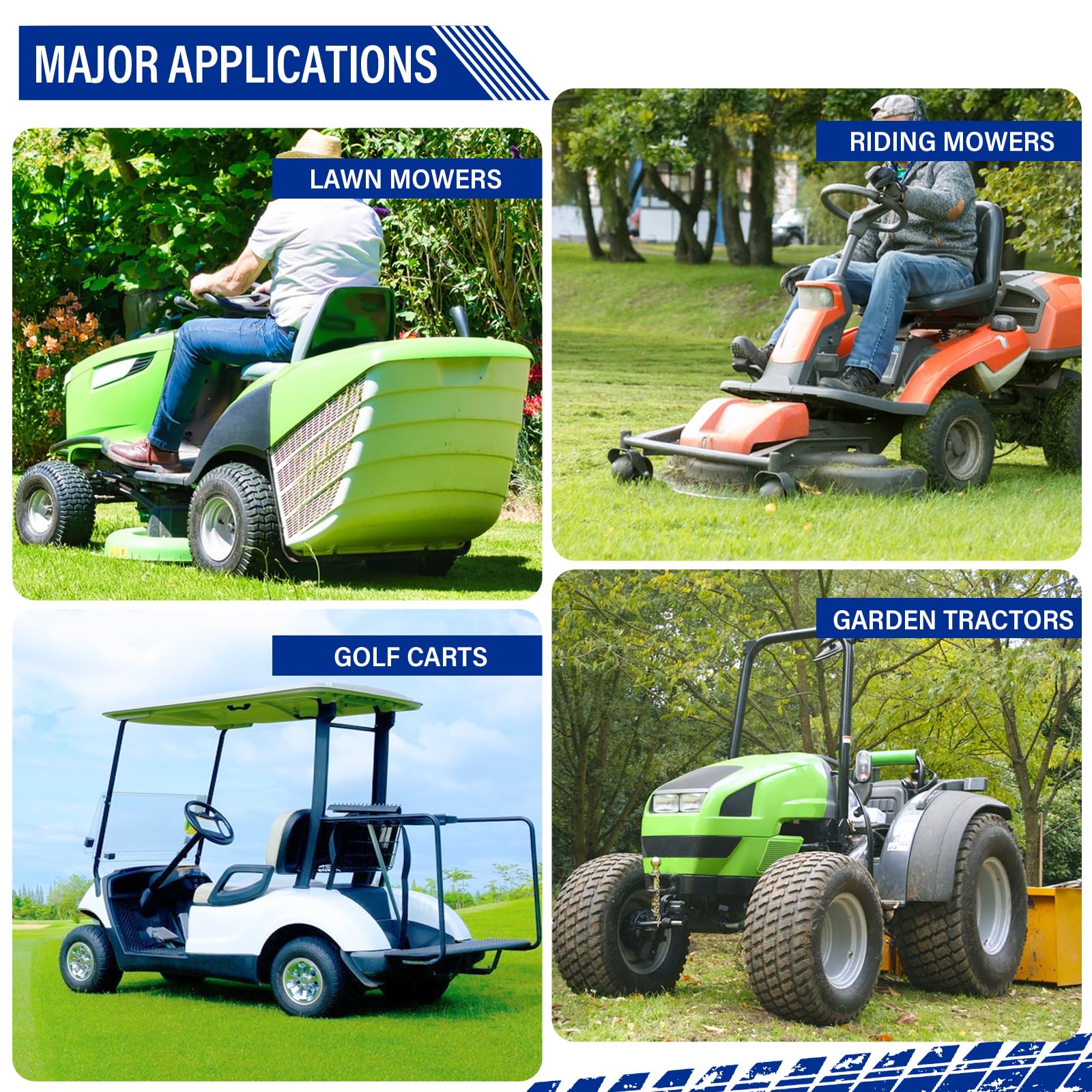 24x12-12 8PR Lawn & Garden Tractor Tires - Heavy Duty 24x12x12 Golf Cart Tires (Set of 2) - Perfect for Mowing, Landscaping & Golf Course Maintenance
